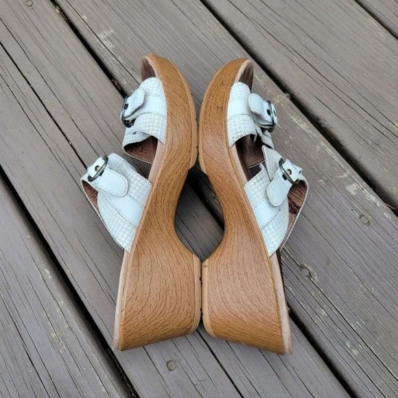 Dansko Dansko Jessie White Leather Cream Houndstooth 2 Strap Buckle Size US 8.5 / IT 38.5 - 3 Thumbnail