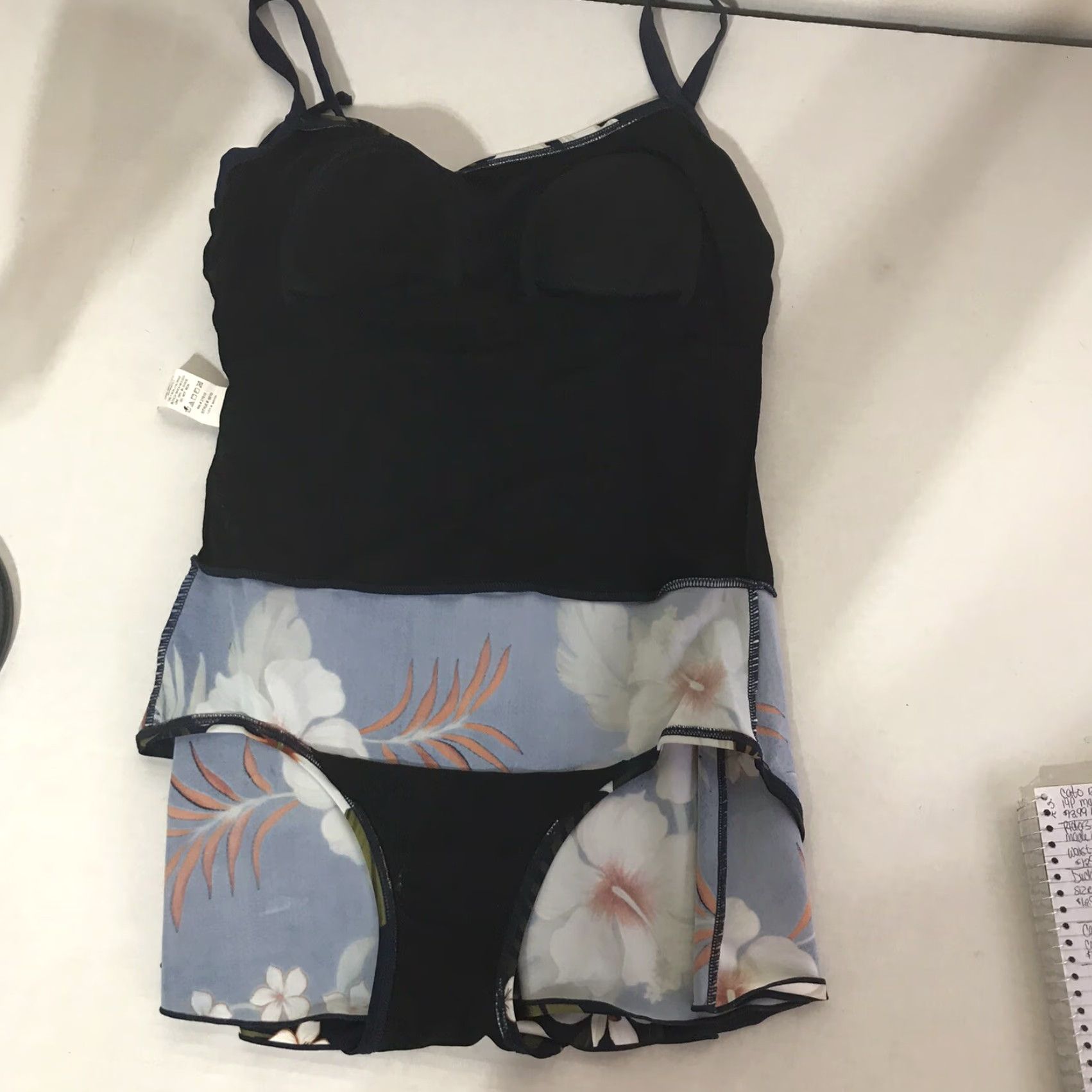 Vintage Indigo Bay Women's Navy Tropical Floral Swimdress Size 8 Tank Swim Skirt Ruffle Spaghetti Strap Size M / US 6-8 / IT 42-44 - 6 Thumbnail