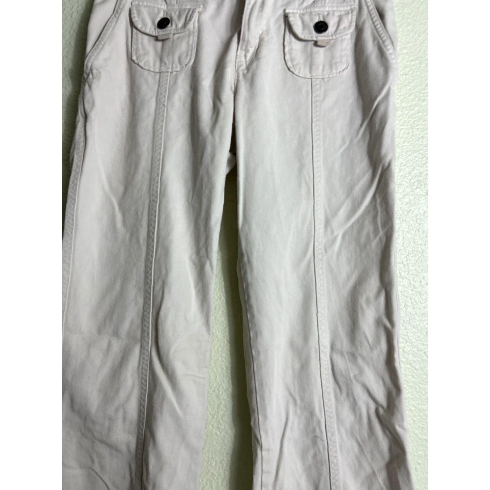 Vintage Aéropostale Pants Womens 4 White Low Rise Flare Front Flap Pocket 30x32 Denim, Khakis, Pockets, Zip Closure, Casual, Regular, White, Womens Size 27" / US 4 / IT 40 - 3 Thumbnail