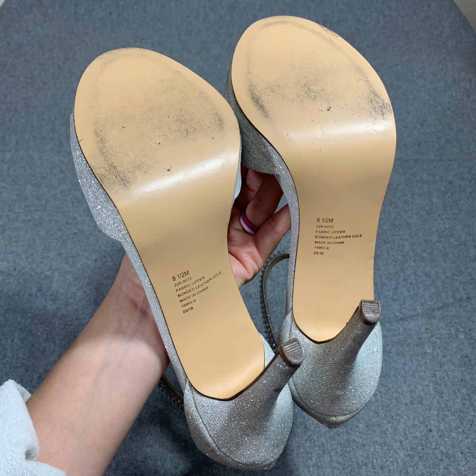 Other Women Heel Ankle Strap Size 8.5 Silver Sparkle Back Zip Size US 8.5 / IT 38.5 - 4 Thumbnail