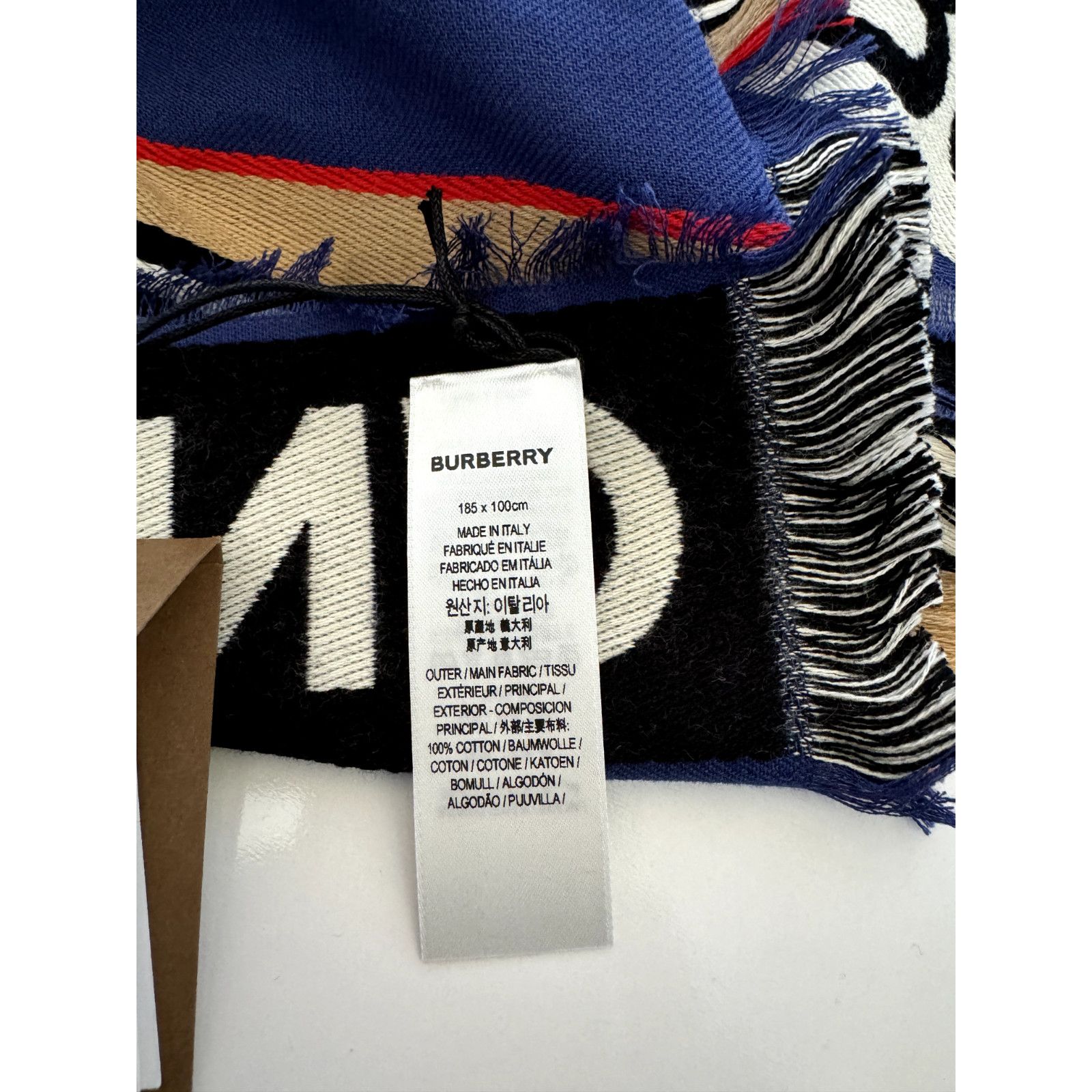 Burberry NWT $470 Burberry Cotton Scarf Denim Blue 185x100 8067360 Size ONE SIZE - 6 Thumbnail