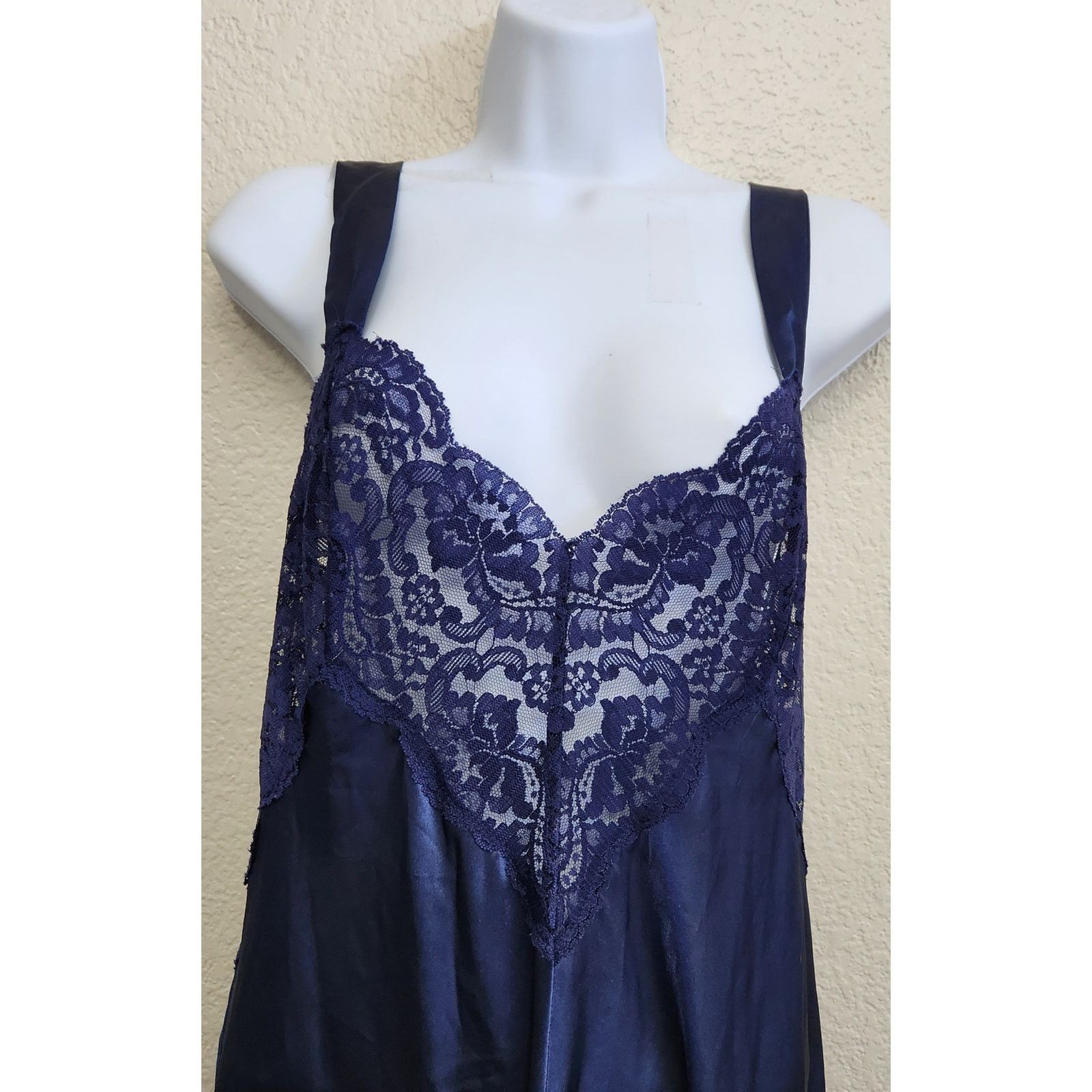 Other Vintage Navy Blue Lace Bodice Crisscross Back Straps Large Size ONE SIZE - 2 Thumbnail