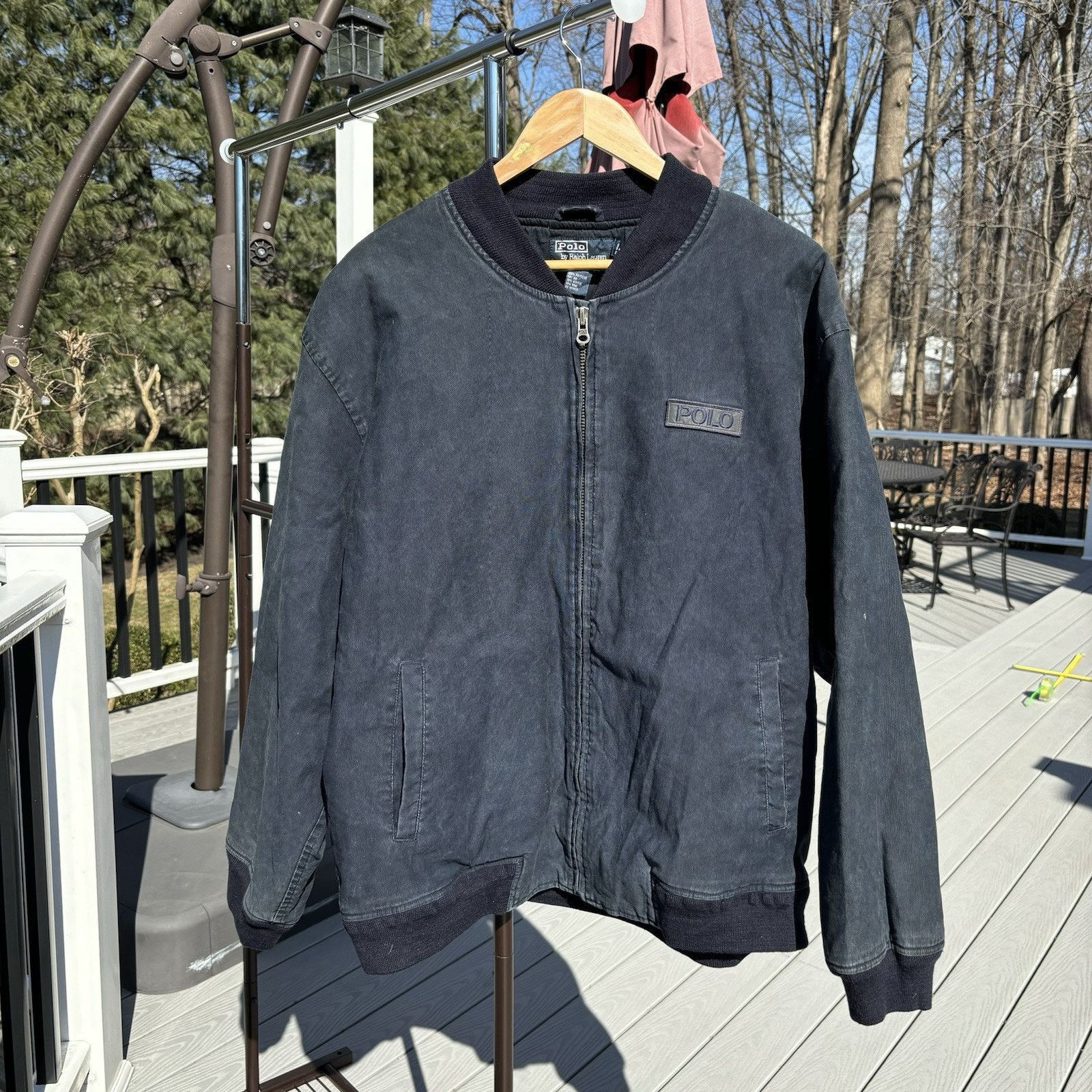Polo Ralph Lauren Vintage Polo Ralph Lauren Twill Bomber Jacket 90s Navy 2XL Size US XXL / EU 58 / 5 - 1 Thumbnail