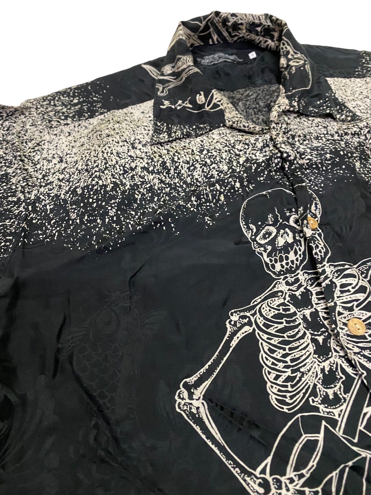 SikSilk 💥FinalDrop💥Vintage Houyoshi Sukajan Skull&Koi Silk Shirt Size US L / EU 52-54 / 3 - 3 Thumbnail