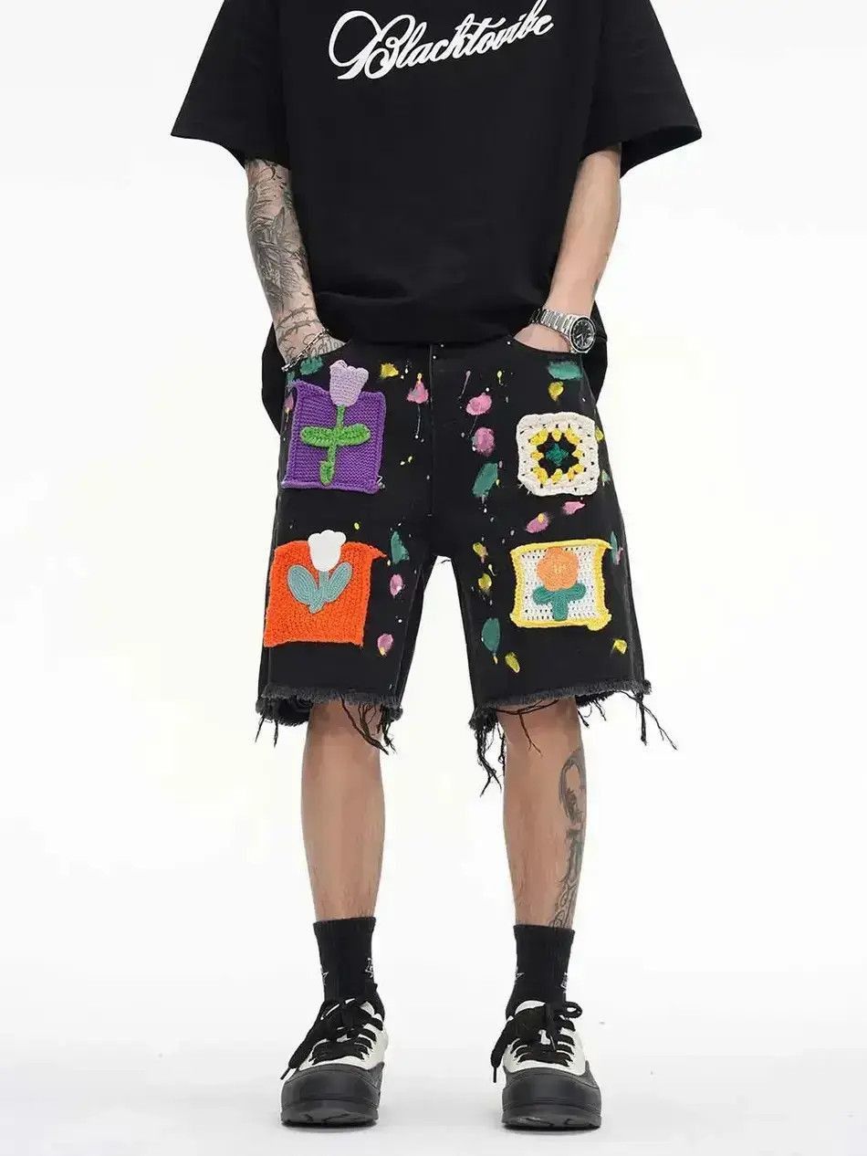 Japanese Brand Graffiti style denim shorts baggy in vibe style cargo y2k Size US 32 / EU 48 - 6 Thumbnail