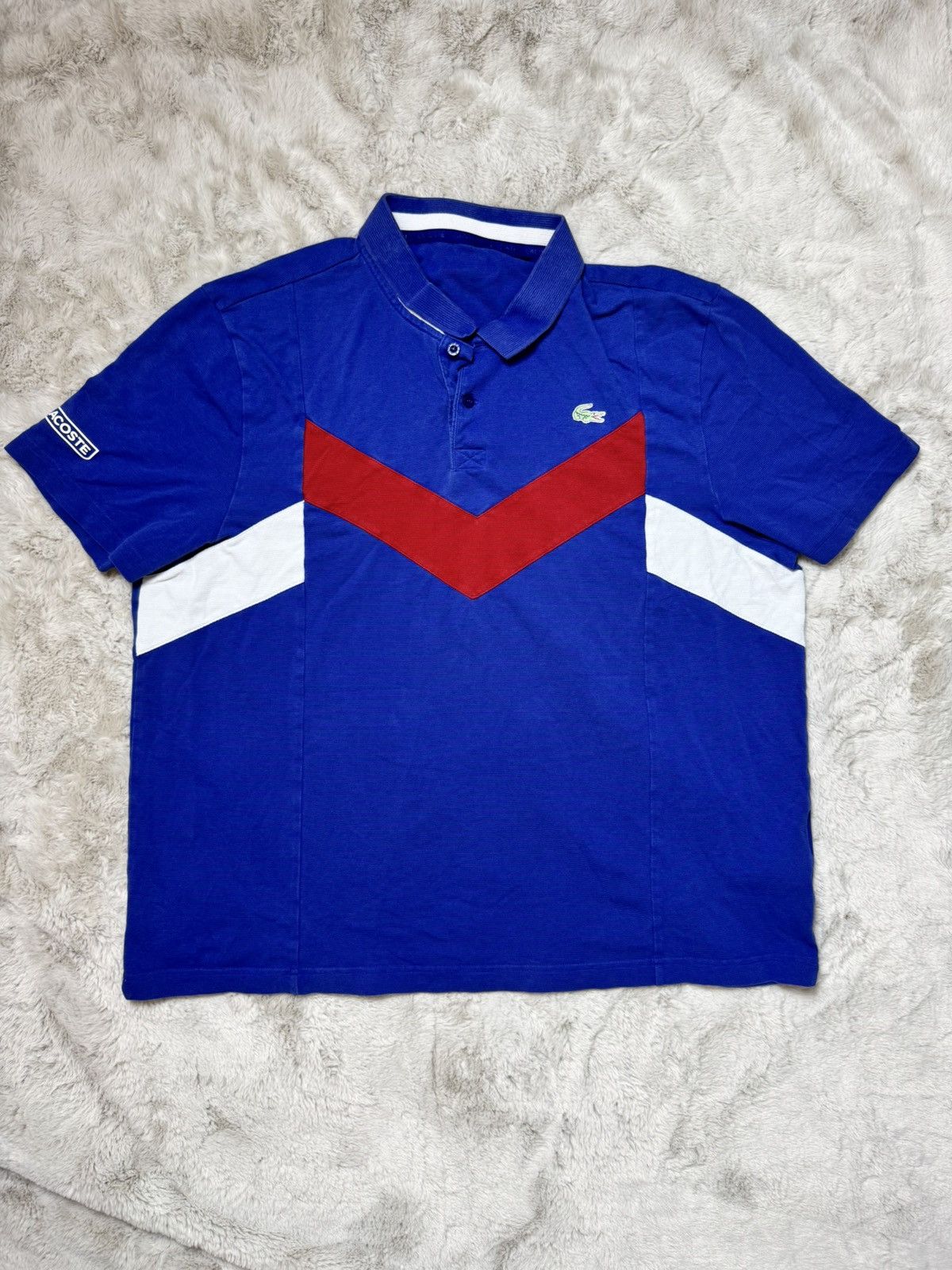 Lacoste Lacoste Sport Polo –Retro Color Block Chevron–Blue Red White Size US L / EU 52-54 / 3 - 1 Thumbnail