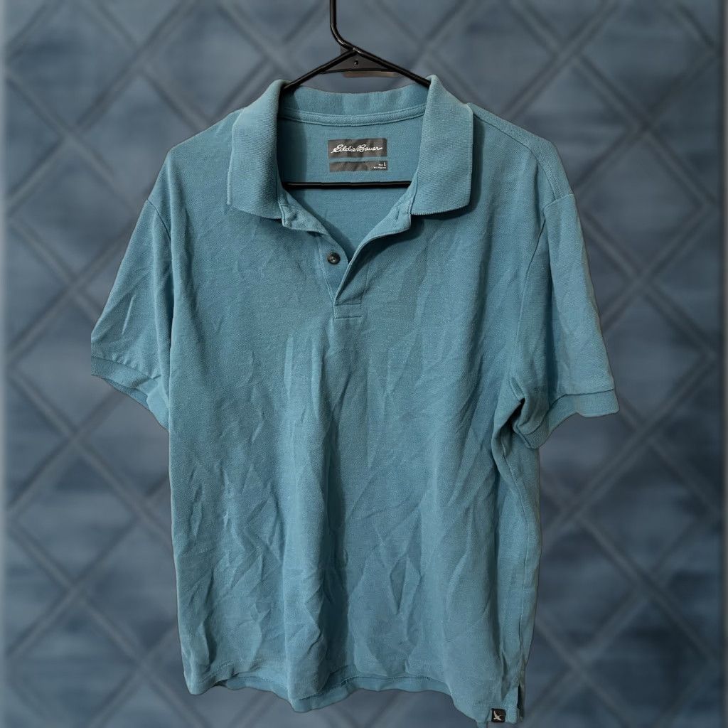 Eddie Bauer VINTAGE Eddie Bauer Polo Mens Large Light Blue Solid 100% Cotton Knit Short Sleeve Collared Shirt Logo Womens? No gender not specified. Size US L / EU 52-54 / 3 - 1 Thumbnail