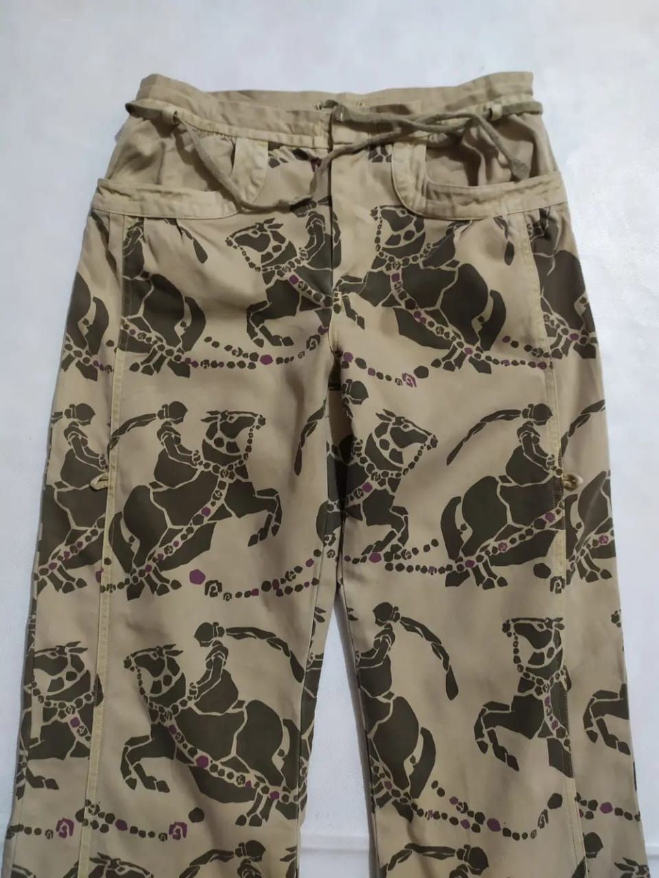 Japanese Brand Scolar Japan Fullprint Art Knight Horses Nice Design Pants Size US 29 - 2 Thumbnail