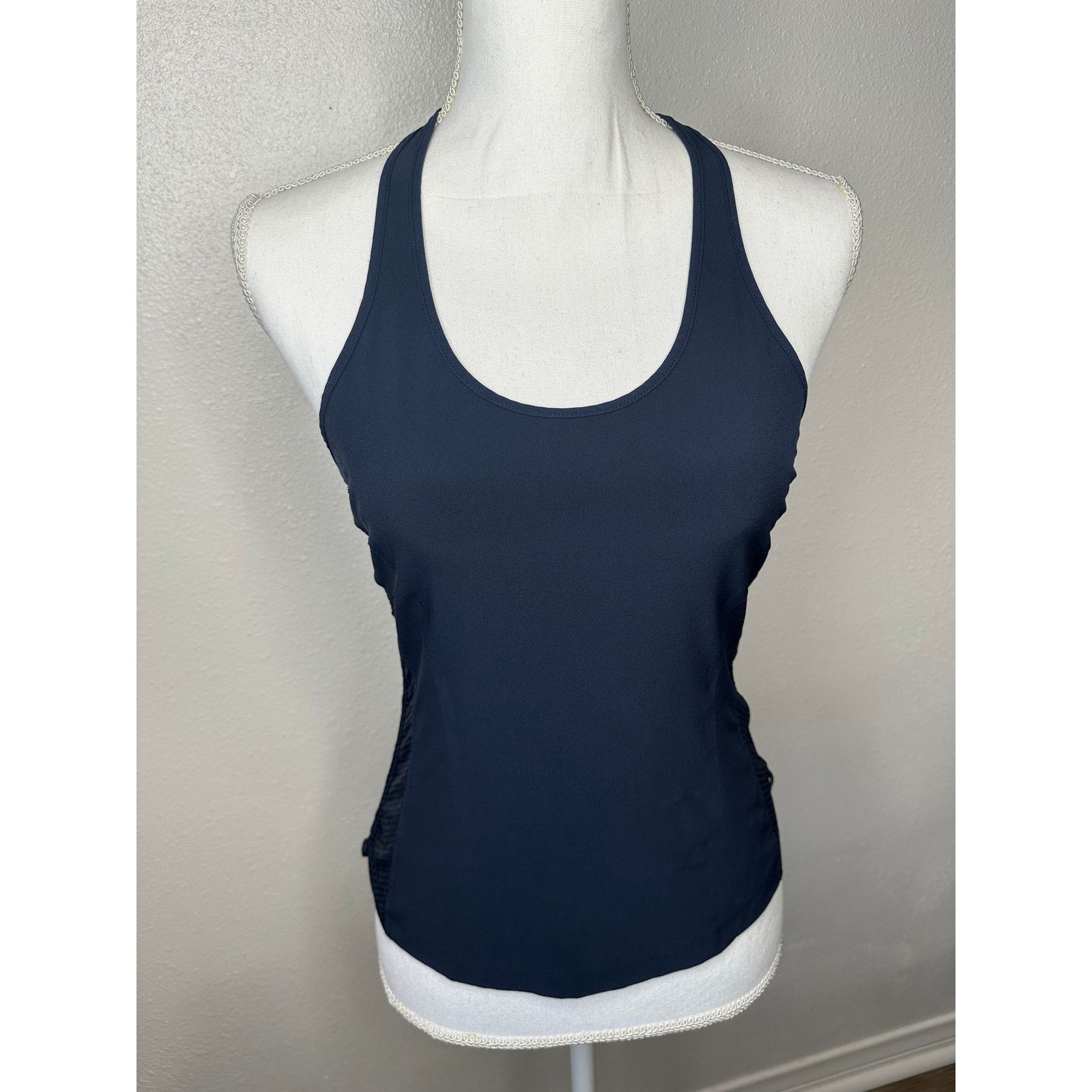 Athleta Athleta Navy Blue Mesh Racerback Tank Top XXS Size XXS / US 00 / IT 34 - 3 Thumbnail