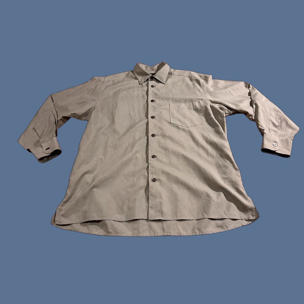 Ermenegildo Zegna VINTAGE Ermenegildo Zegna Shirt Men’s Large Gray Check Button-Up Casual Knit Pocketed 44” Chest Regular Fit Mens Size US L / EU 52-54 / 3 - 1 Thumbnail