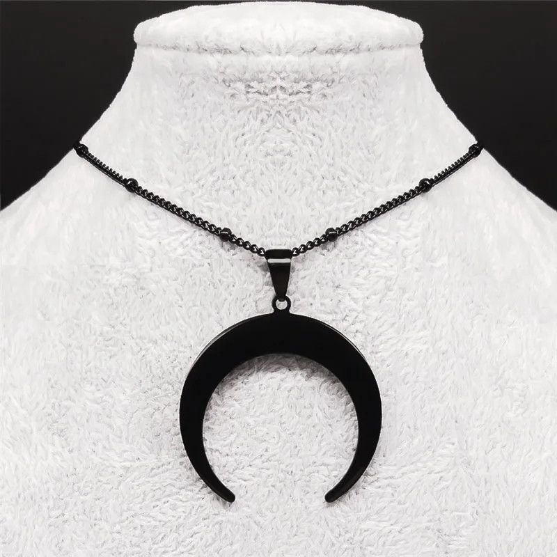 Jewelry Gothic Black Moon Pendant Necklace Emblem Talisman Size ONE SIZE - 1 Thumbnail