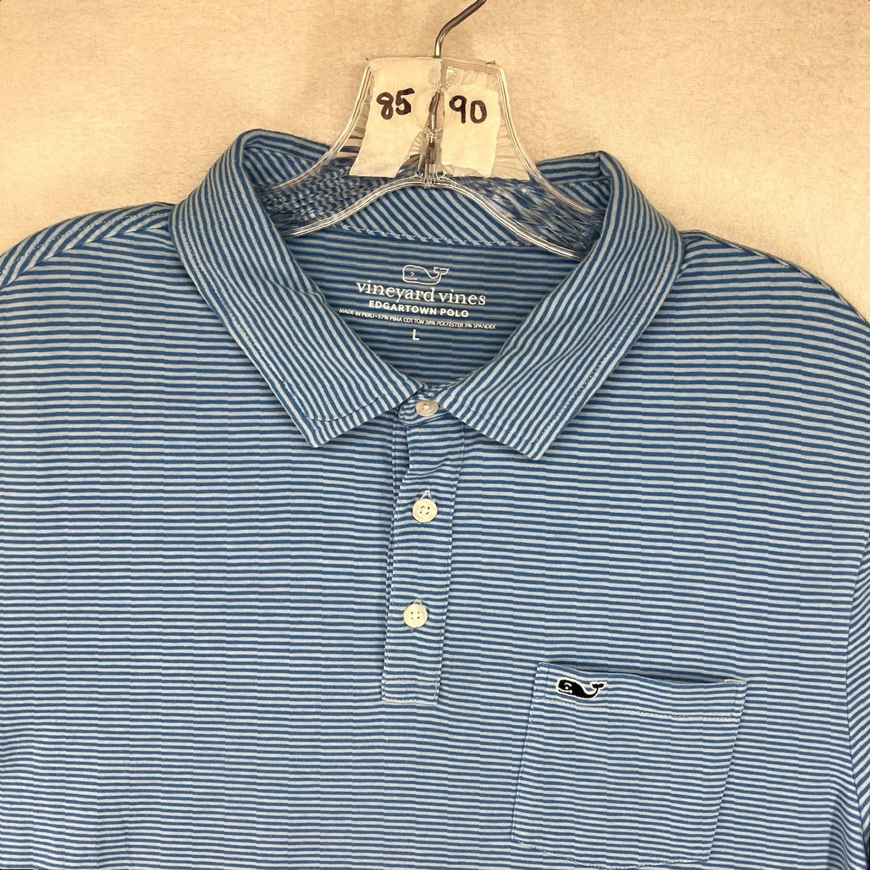 Vineyard Vines Vineyard Vines Polo Shirt Large Striped Edgartown Pocket Blue Regular Fit Short Sleeve Men Mens Shirt Size US L / EU 52-54 / 3 - 5 Thumbnail