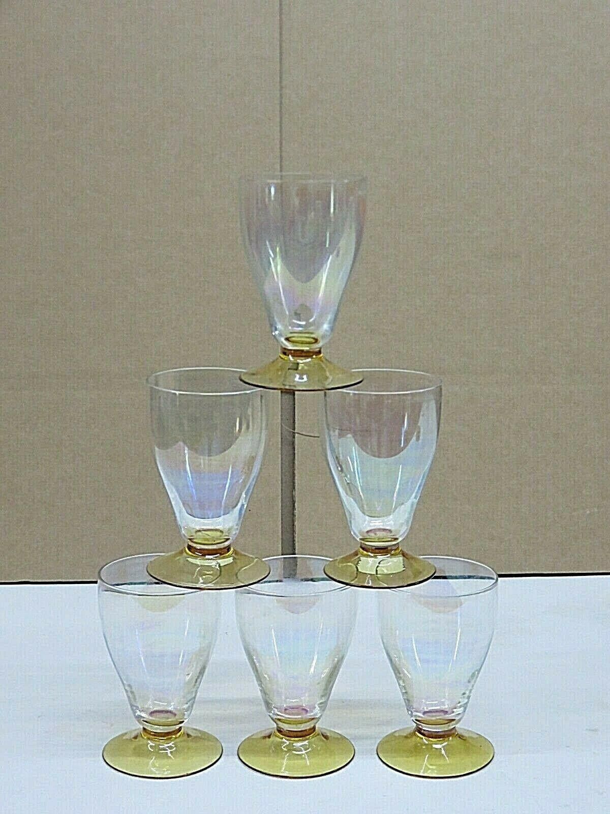 The Unbranded Brand Vintage Amber And Clear Set Of 6 Ice Tea Glasses 4 3/4" Size ONE SIZE - 5 Thumbnail