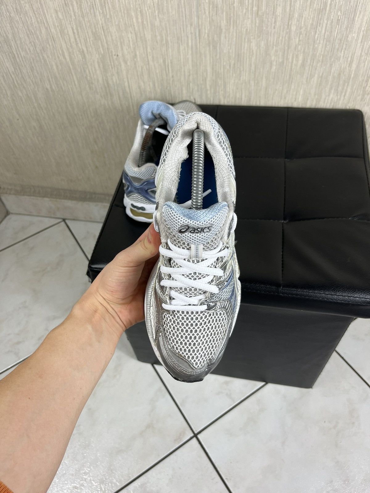 Vintage Asics gel nimbus 12 silver blue mesh sneakers shoes