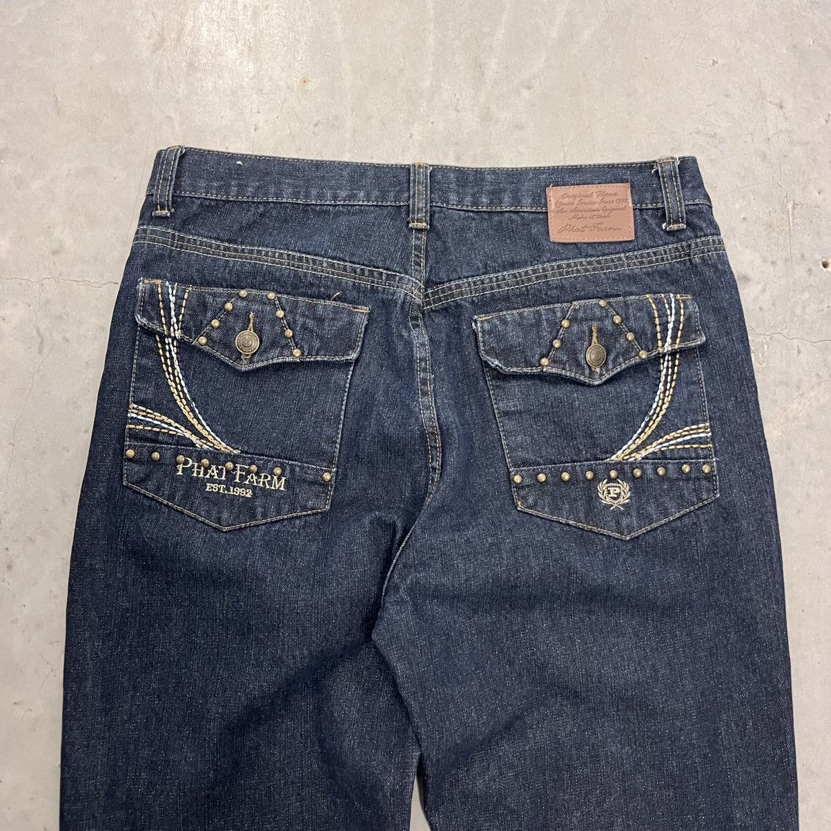 Phat Farm × Vintage Y2K Phat Farm Baggy Skater Hip Hop Embroidered Jeans 34x32 Size US 34 / EU 50 - 7 Thumbnail