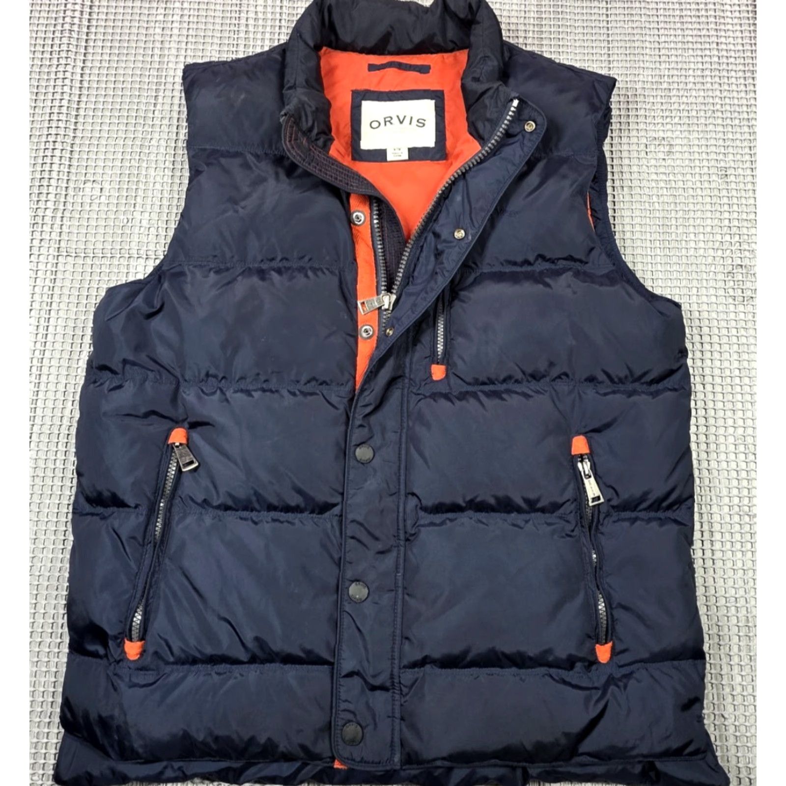 Orvis Orvis Essex Duck Down Blue Orange Quilted Puffer Vest Jacket M Adjustable waist Size US M / EU 48-50 / 2 - 4 Thumbnail