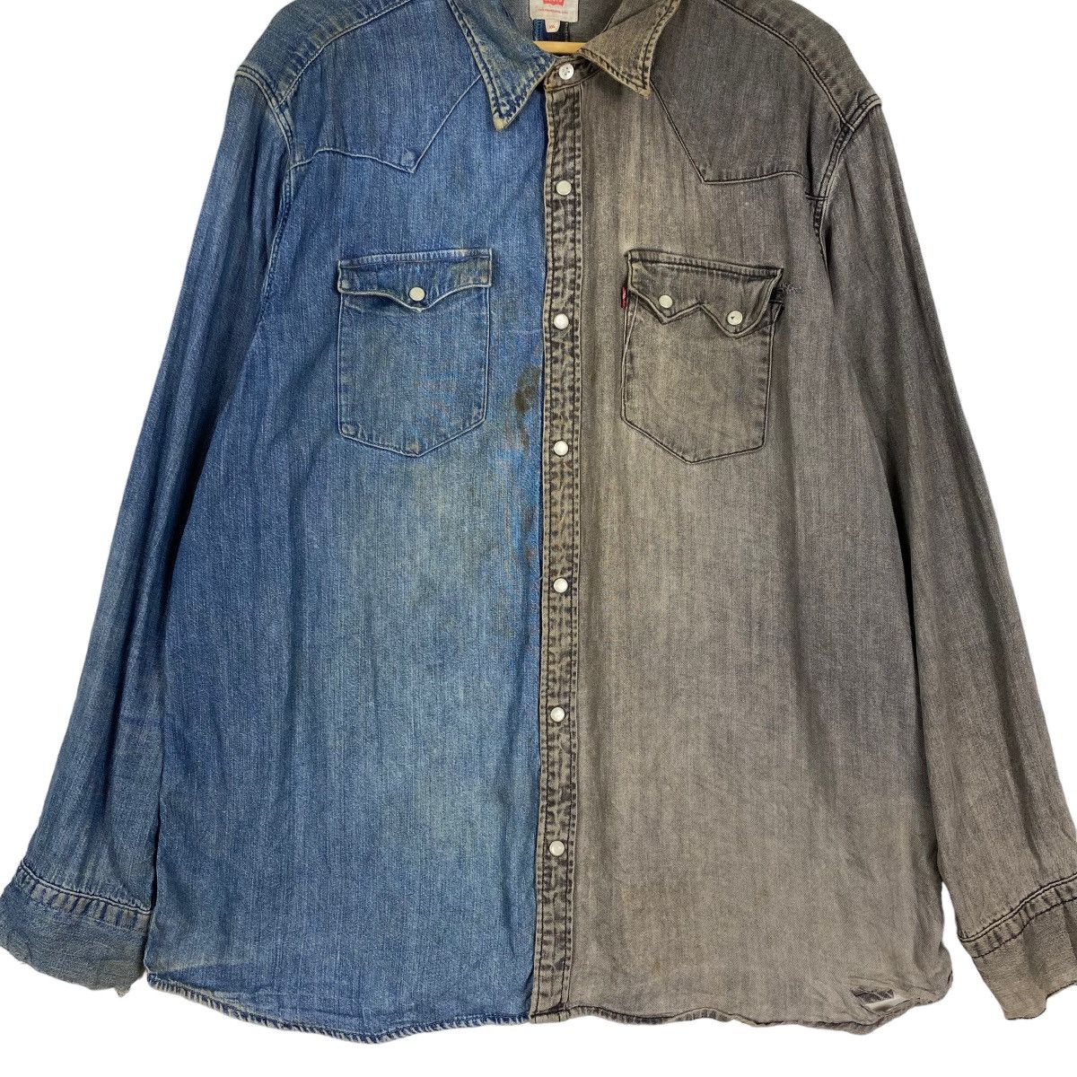 Levi's × Levi's Vintage Clothing LEVI'S TWO TONE RARE DESIGN LONGSLEEVE JEANS SHIRT Size US XL / EU 56 / 4 - 4 Thumbnail