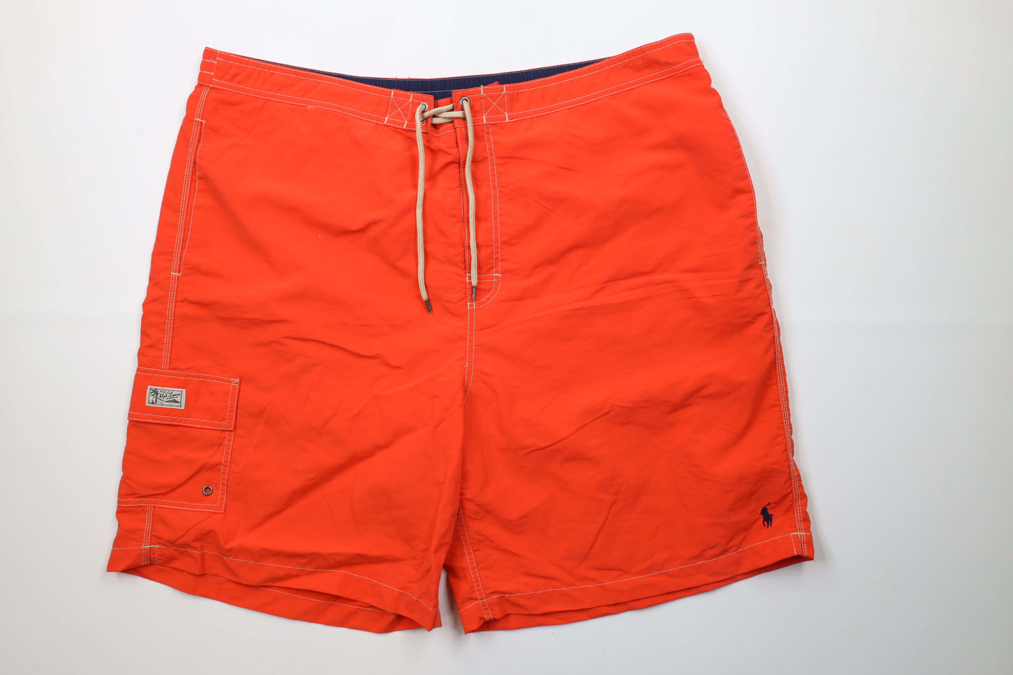 Ralph Lauren × Vintage Vintage 90s Ralph Lauren Lined Shorts Swim Trunks Orange Size US 40 / EU 56 - 1 Thumbnail