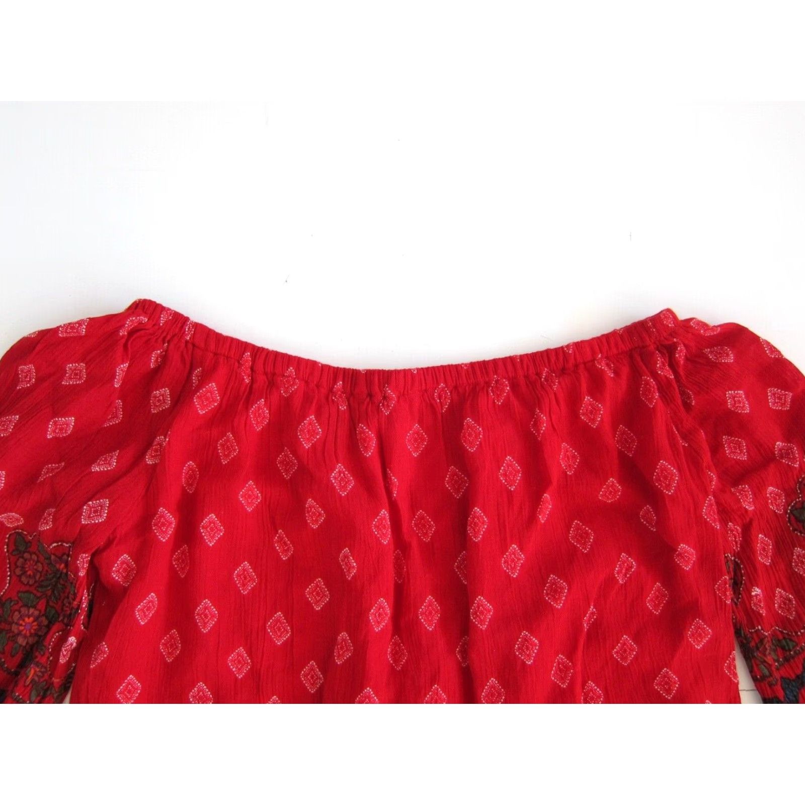 Anthropologie Lapogee Anthropologie 100% Rayon Red Floral 3/4 Sleeve Tunic Dress Small Women Size S / US 4 / IT 40 - 3 Thumbnail