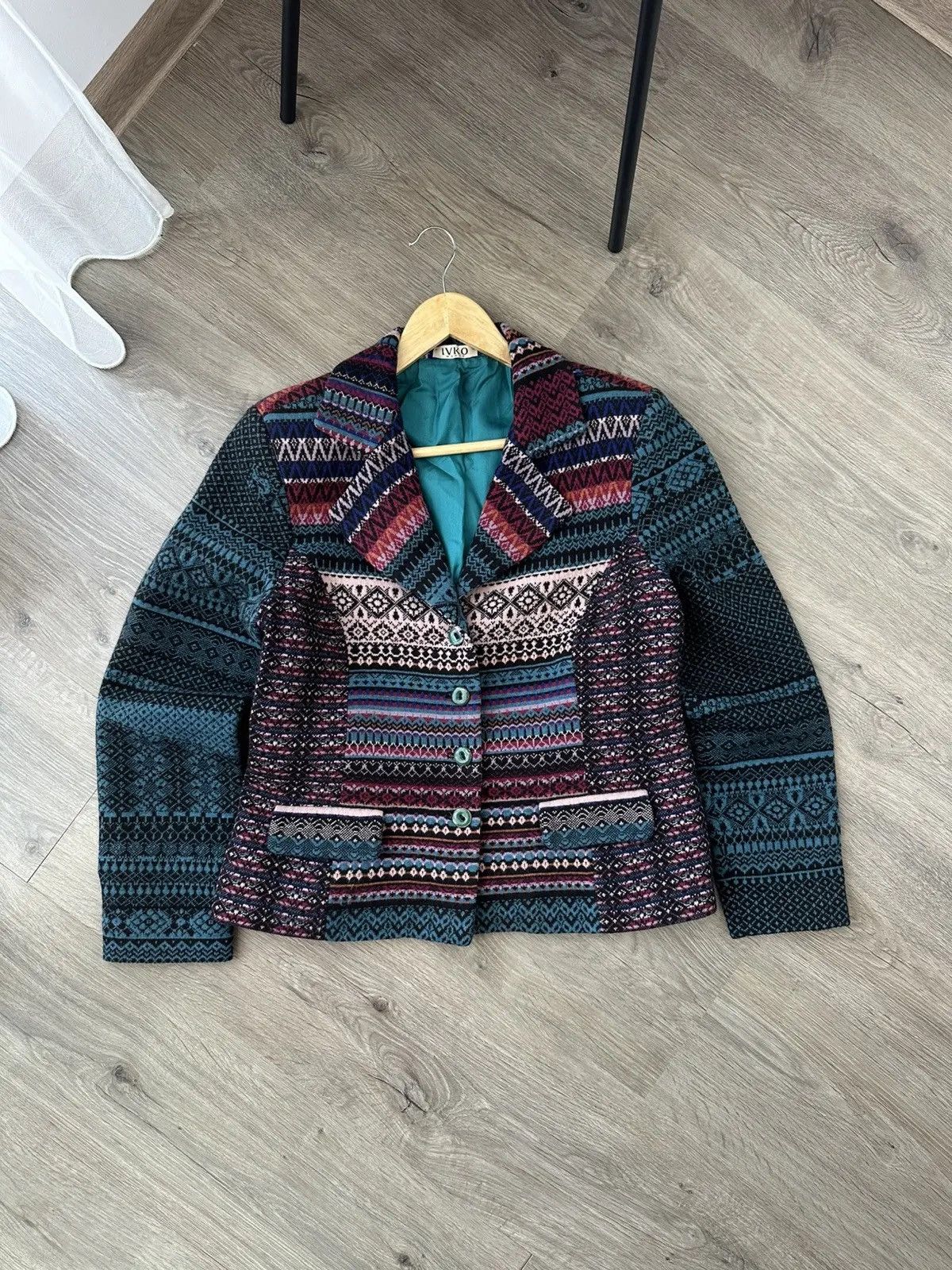 Missoni Vintage Ivko Woman Wool Ornaments Multicolour Blazer Jacket Size M / US 6-8 / IT 42-44 - 2 Thumbnail