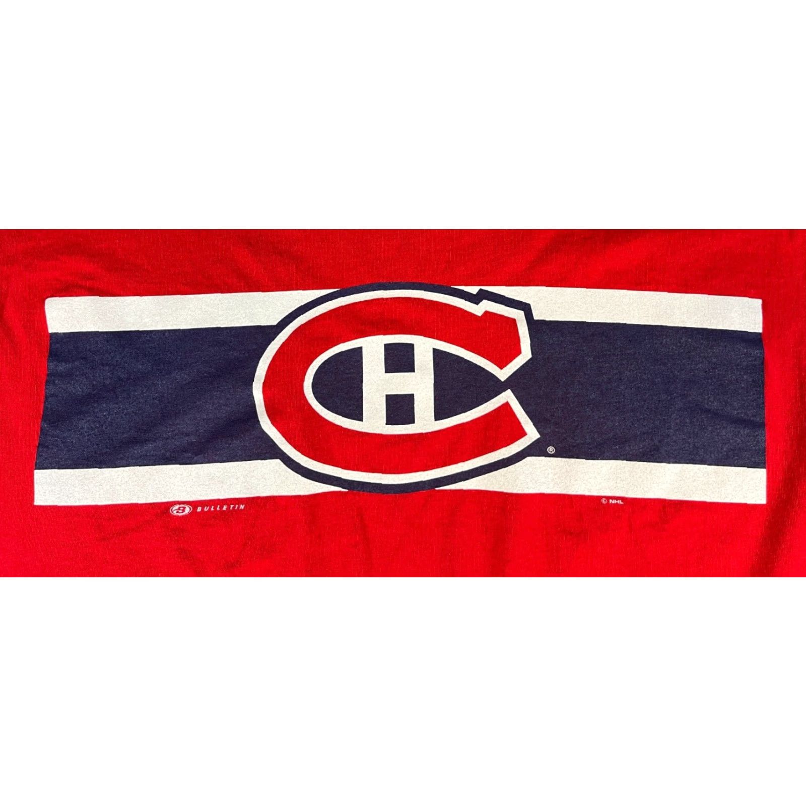 NHL VINTAGE Men's Montreal Canadiens T-Shirt Bulletin XL Red 90s Hockey Mens Size US XL / EU 56 / 4 - 3 Thumbnail