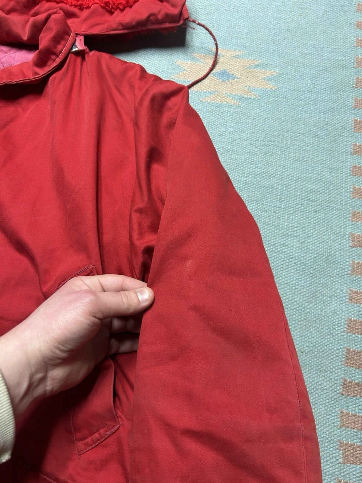 Vintage 1950s quilt lined parka jacket expedition survival red L Size US L / EU 52-54 / 3 - 5 Thumbnail