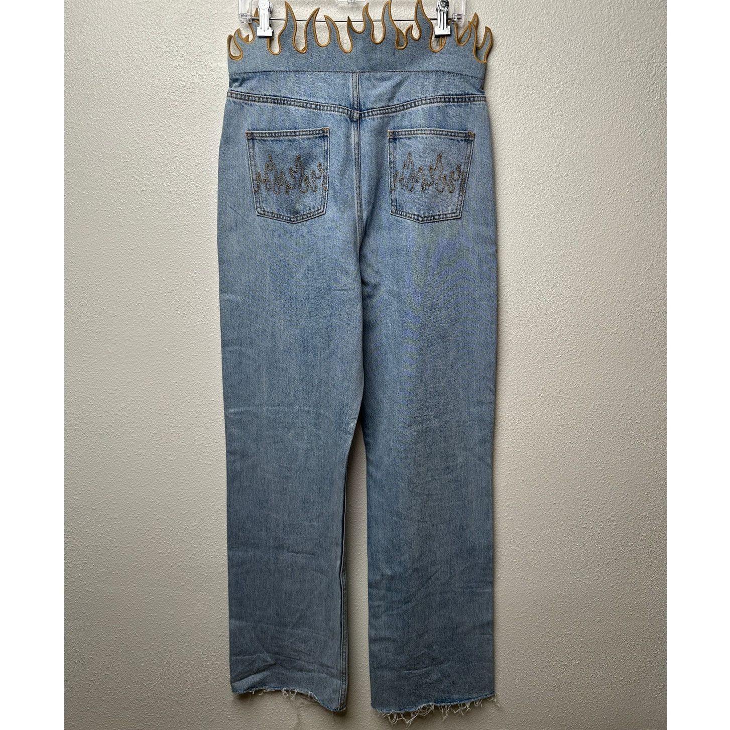 Other FUCKBOY MENTALITY Hot Flame Day Jeans Light Wash Gold 36x32 Size US 36 / EU 52 - 6 Thumbnail