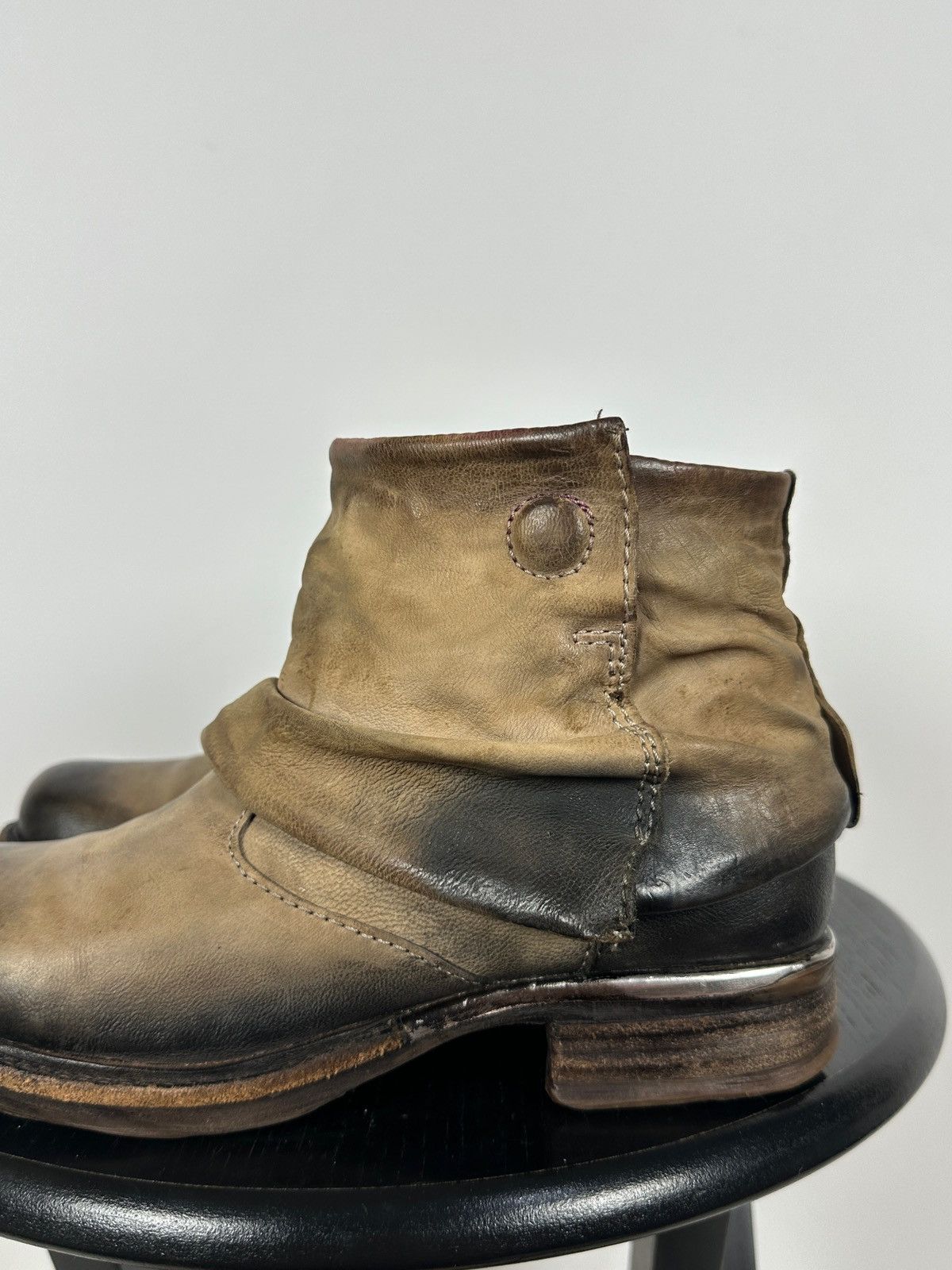 A.S.98 A.S.98. Airstep Distressed Leather Biker Ankle Boots Size US 6 / IT 36 - 13 Thumbnail