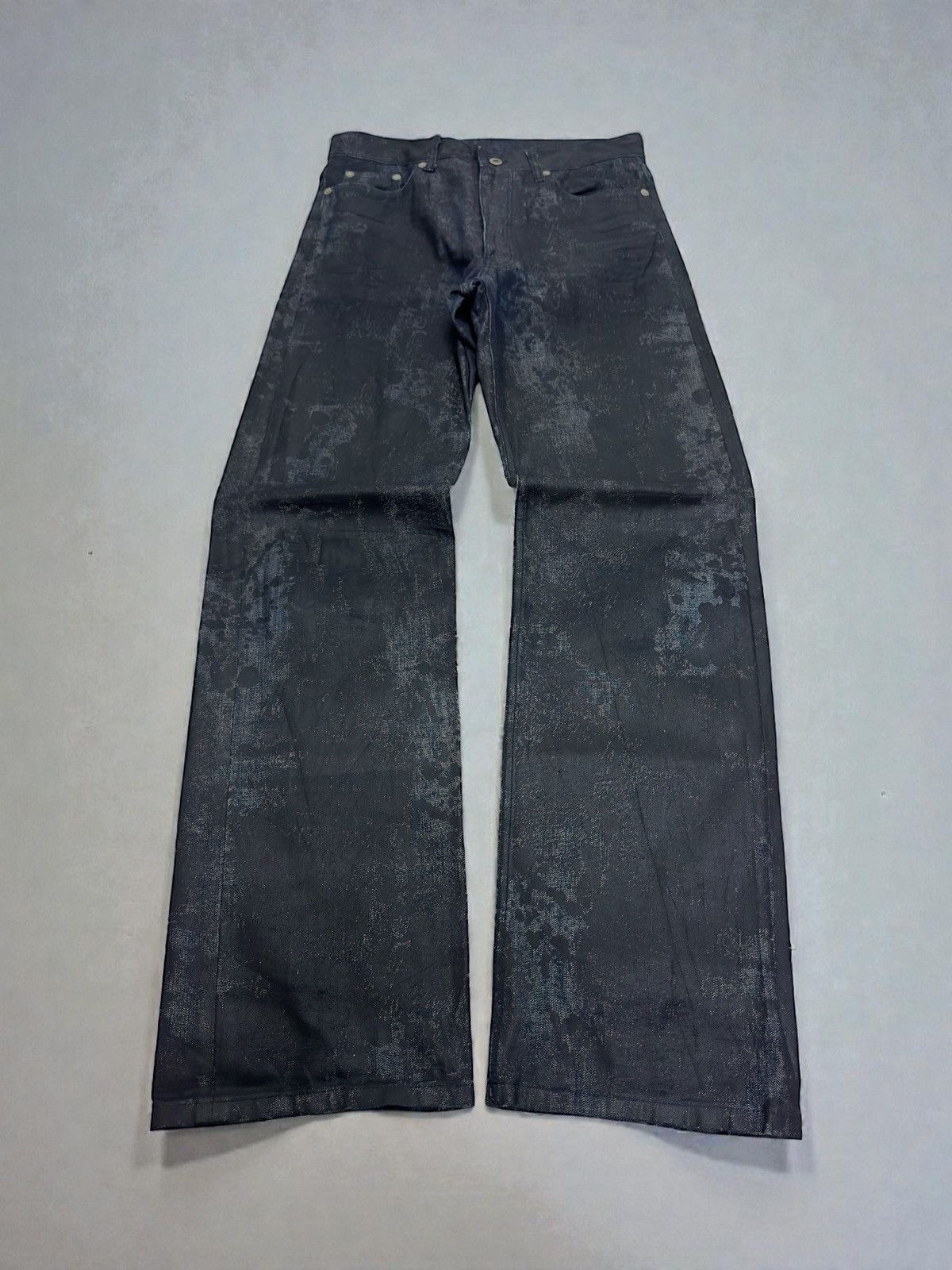 If Six Was Nine Monsieur Nicole by Yukio Kobayashi Waxed Coated Sleek Denim Size US 29 - 1 Thumbnail