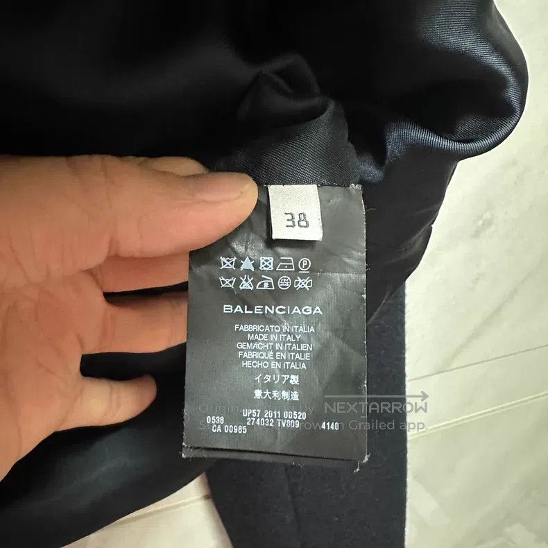 Balenciaga Balenciaga Navy Blue Collar Wool Coat Size XS / US 0-2 / IT 36-38 - 4 Thumbnail