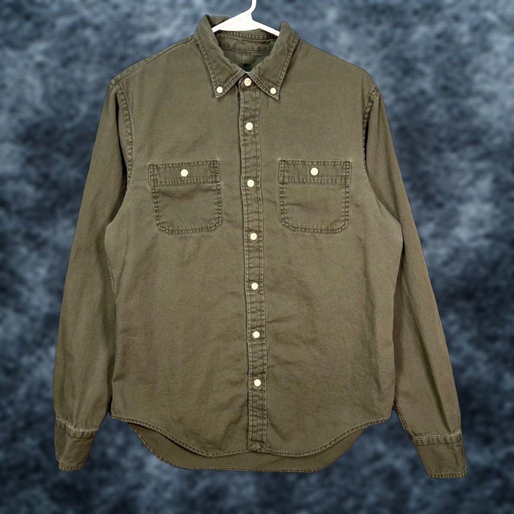 Club Monaco Club Monaco Button-Up Shirt XS Slim Olive Green Long Sleeve Mens Slimming Casual Shirt Size US XS / EU 42 / 0 - 1 Thumbnail