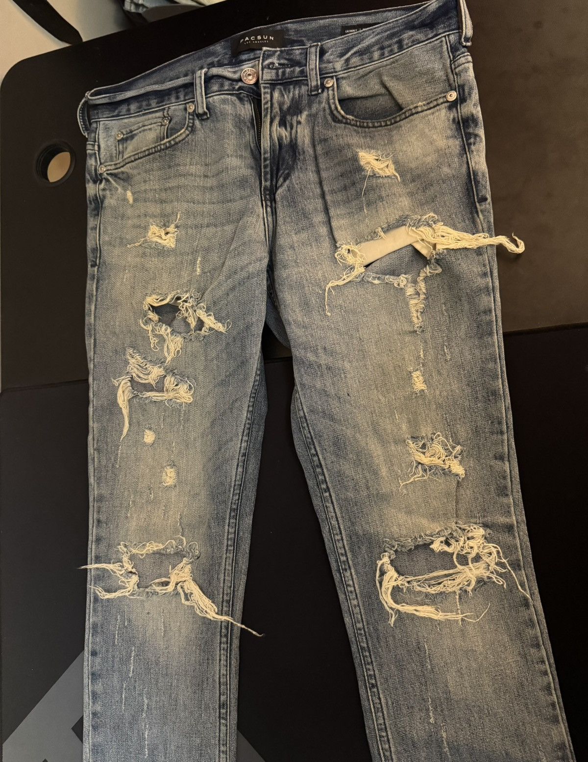Vintage Men Blue Ripped Skinny Jeans Size US 30 / EU 46 - 3 Thumbnail