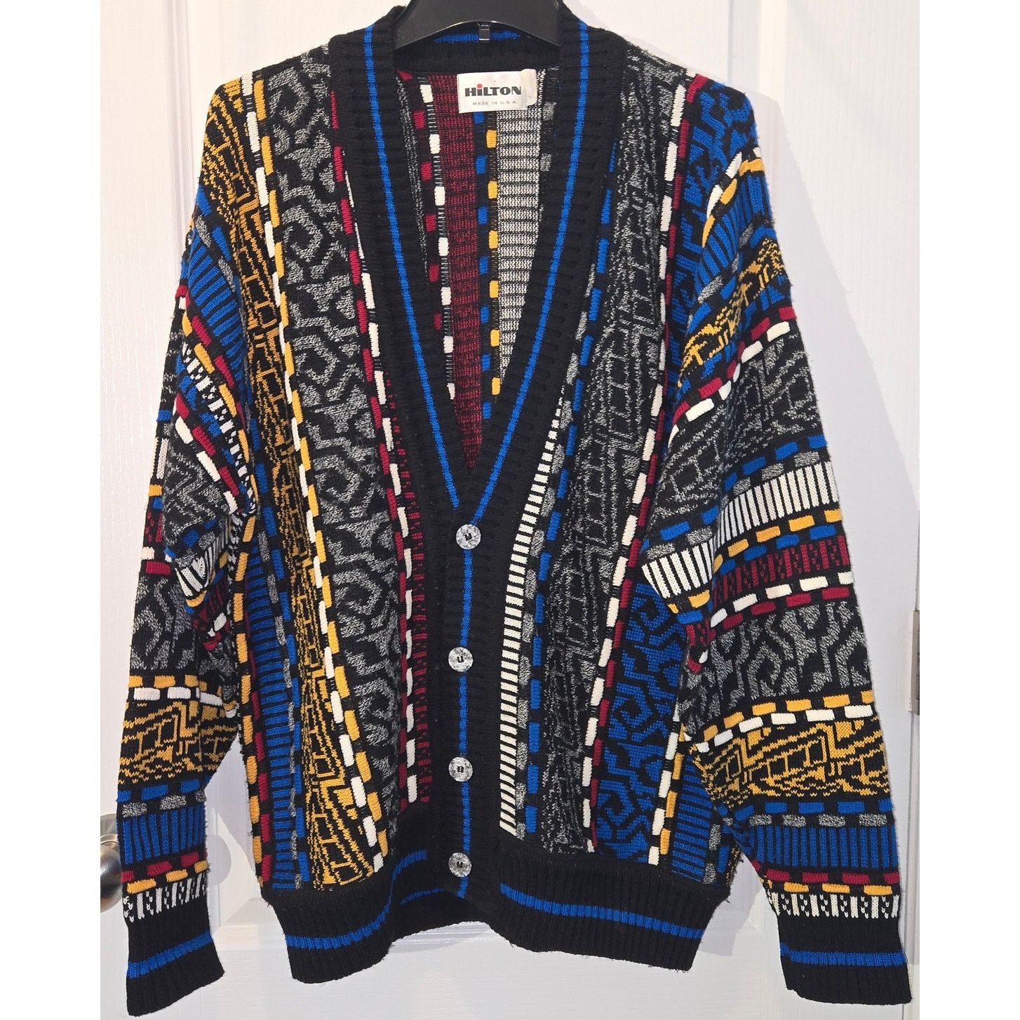 Vintage 3D knit cardigan COOGI style sz XL
