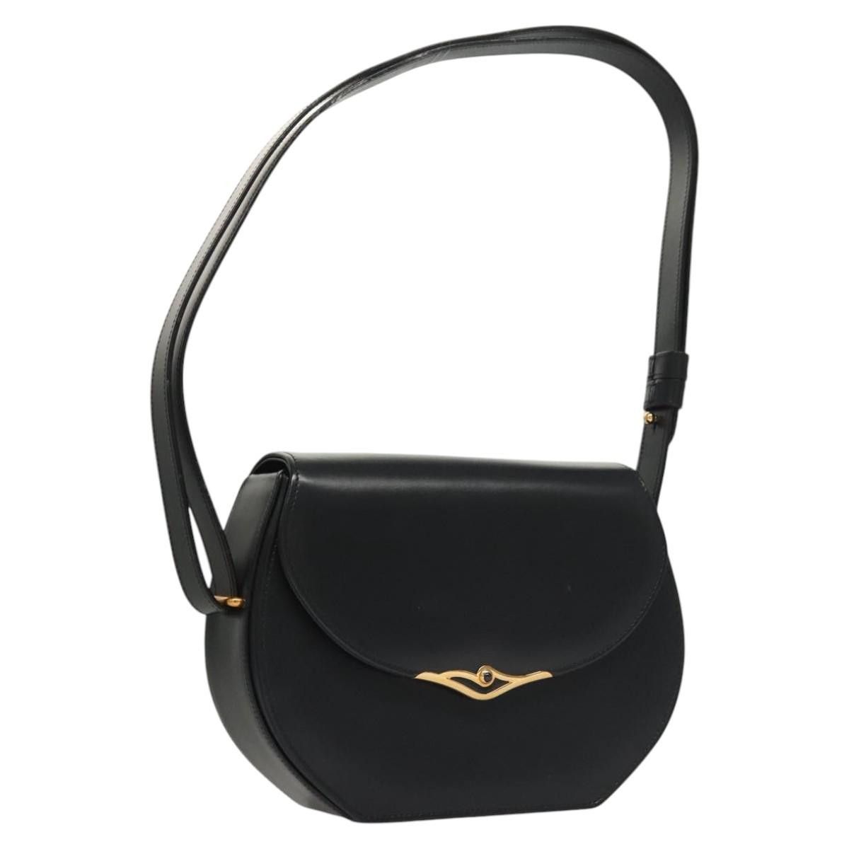 Cartier Shoulder Bag Leather Navy Gold Auth 117631 in Navy/Gold, Women's