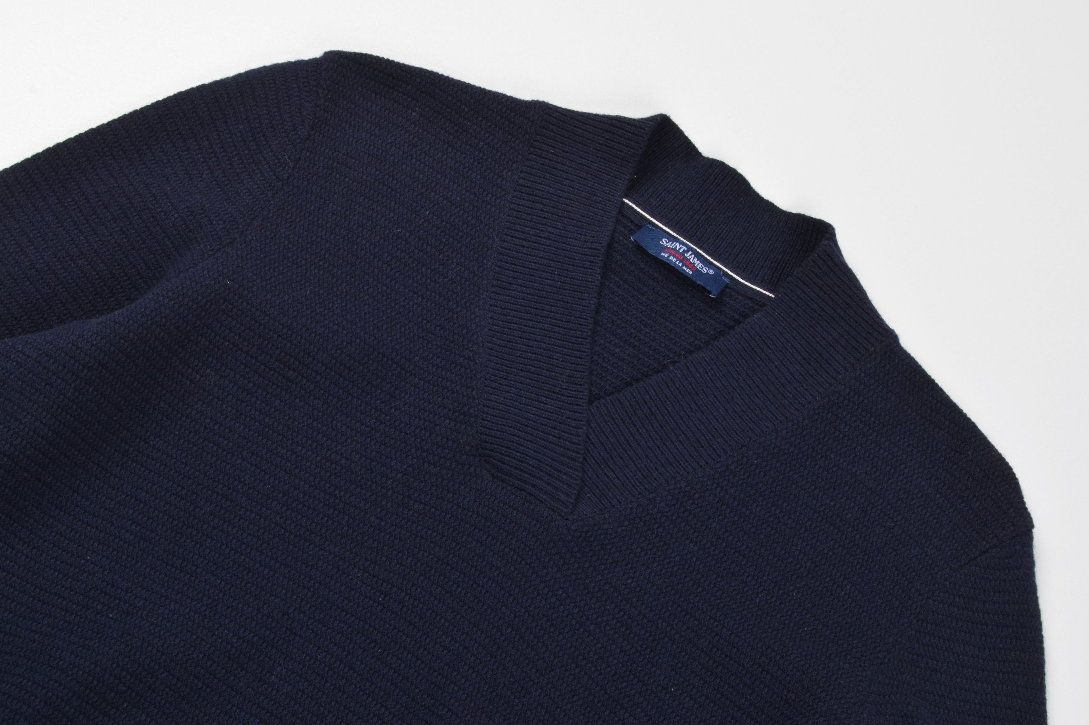 Saint James Vintage Saint James Wool Blend Navy V-Neck Sweater Size S / US 4 / IT 40 - 5 Thumbnail