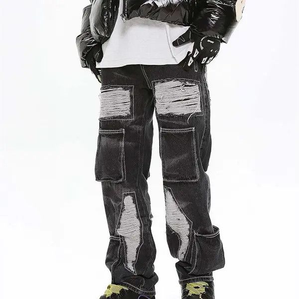 VIBE Black Distressed Denim Jeans Size US 32 / EU 48 - 1 Thumbnail