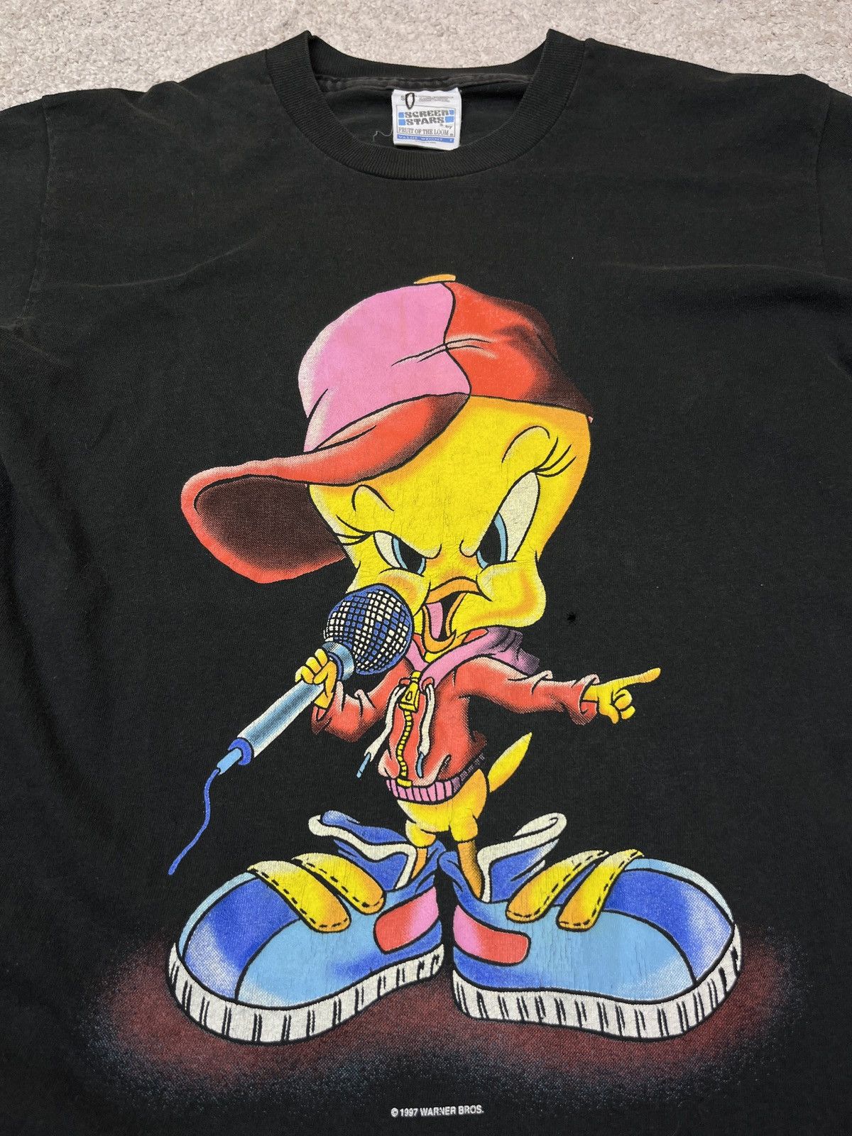 Cartoon Network 1997 TWEETY RAP "WHATS YOUR PROBLEM?" RARE FADED TEE- № 819 Size US S / EU 44-46 / 1 - 5 Thumbnail