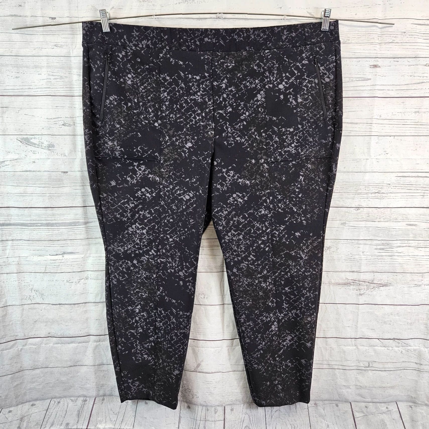 Vintage Lane Bryant Womens Pants Cropped Pull On Pocket Nylon Spandex Black Gray Size 28 Size 28" / US 6 / IT 42 - 2 Thumbnail