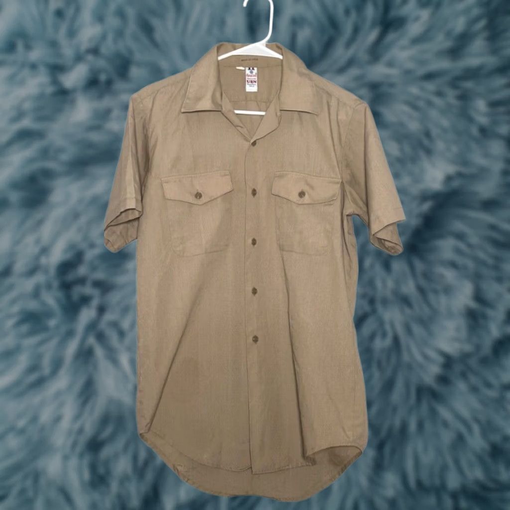 Vintage Vintage Flying Cross Service Shirt Mens Medium Brown Poplin Button Up Uniform Size US M / EU 48-50 / 2 - 1 Thumbnail
