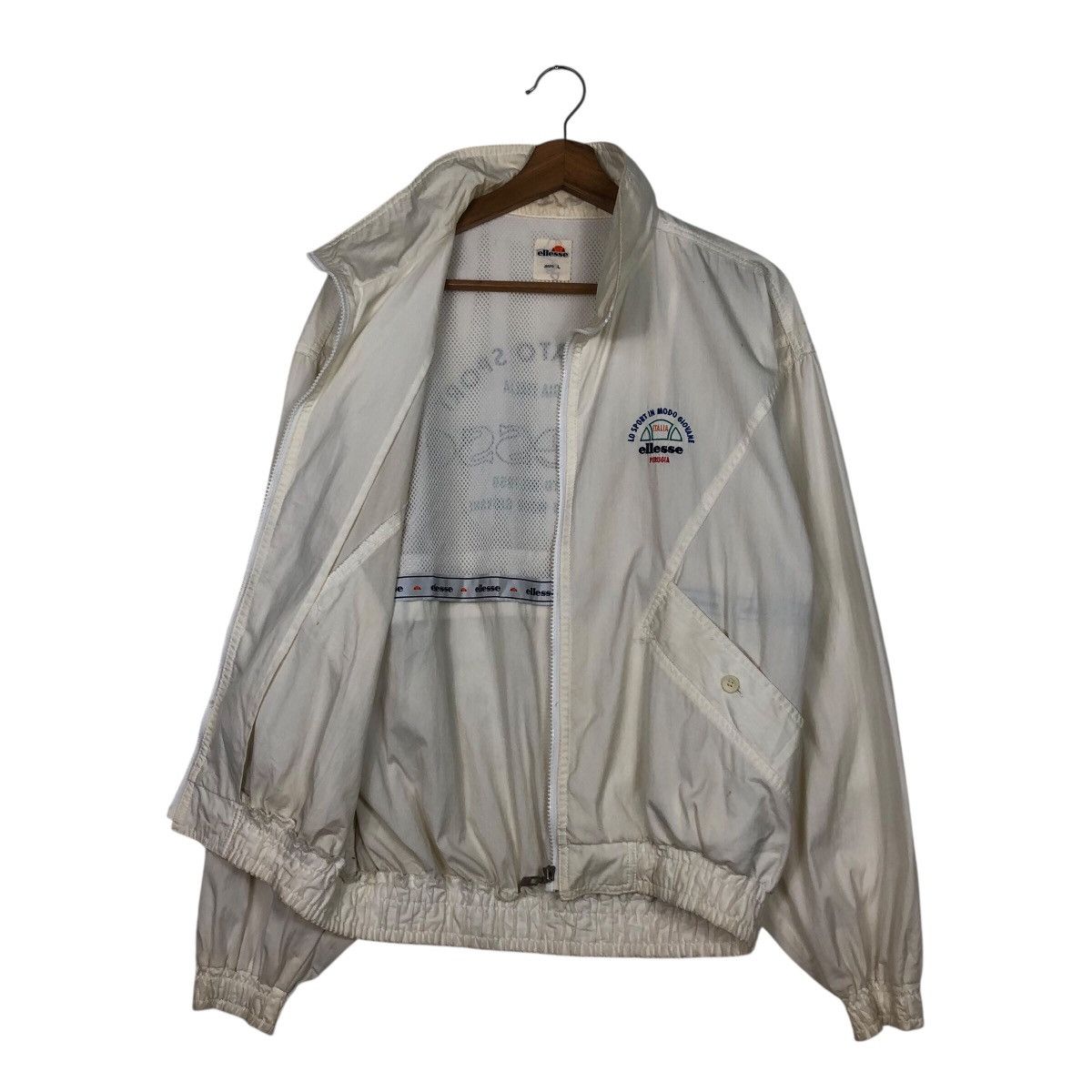 Japanese Brand ellesse 80s/90s White Zip-Up Windbreaker – Mesh Lining Size US L / EU 52-54 / 3 - 12 Thumbnail