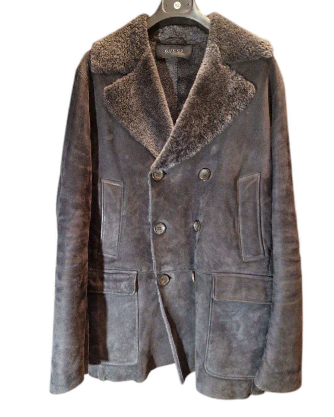 Gucci DOUBLE BREASTED SHEARLING SUEDE LEATHER COAT Size US L / EU 52-54 / 3 - 1 Thumbnail