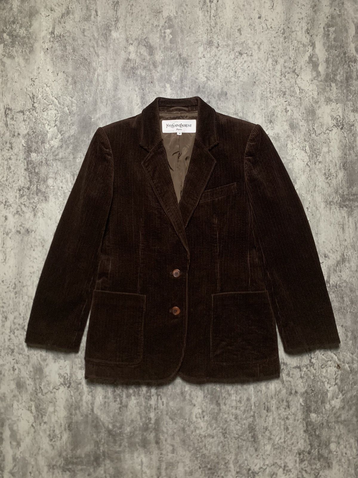 Yves Saint Laurent VINTAGE 90s YVES SAINT LAURENT PARIS BROWN CORDUROY BLAZER Size M / US 6-8 / IT 42-44 - 1 Thumbnail
