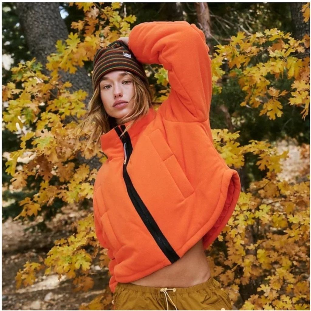 Free People FP MOVEMENT Free People Neon Orange Puffer Fleece Jacket L Size L / US 10 / IT 46 - 3 Thumbnail