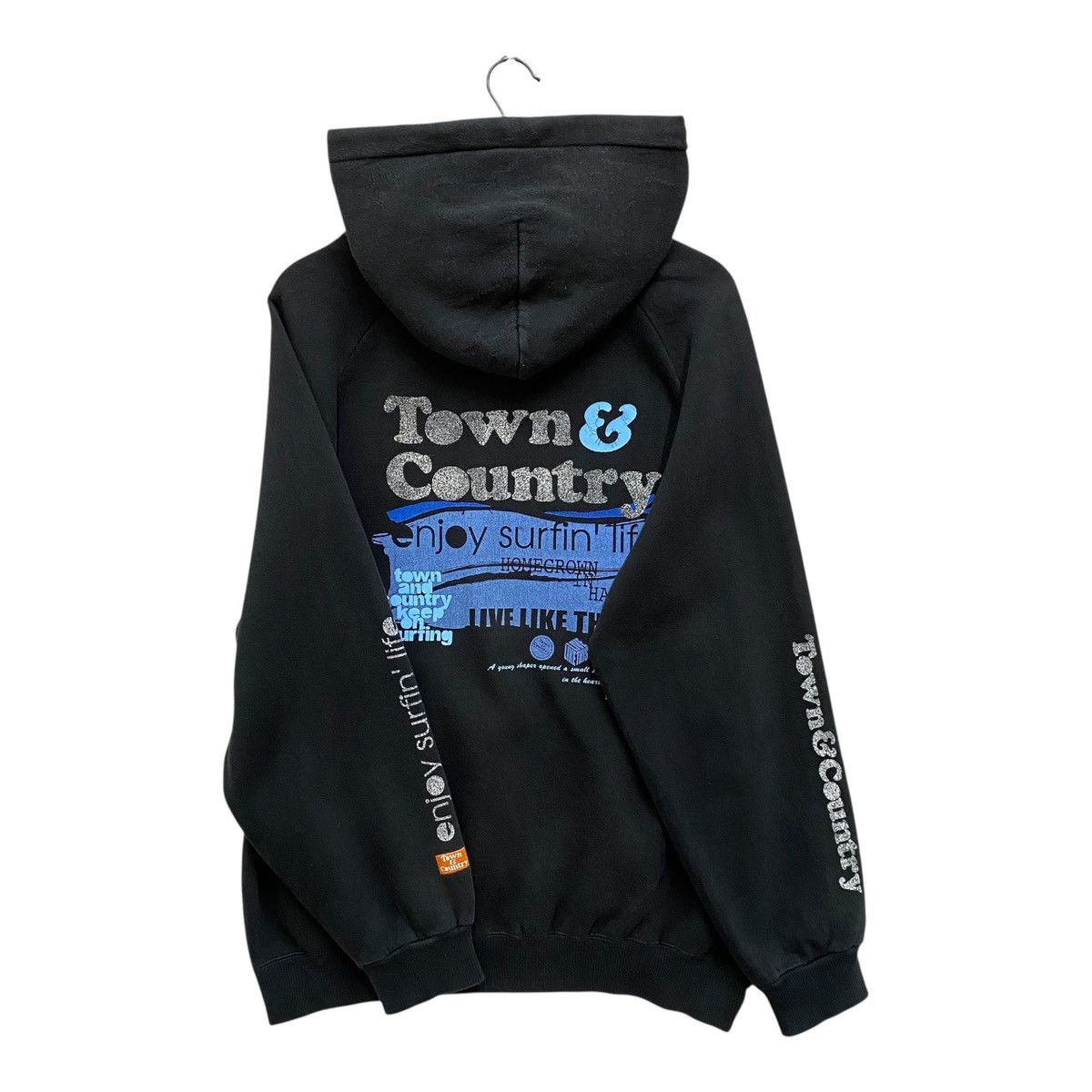 Vintage Vintage Town & Country Surf Hoodie Y2K Surf Style Black M Size US M / EU 48-50 / 2 - 7 Thumbnail