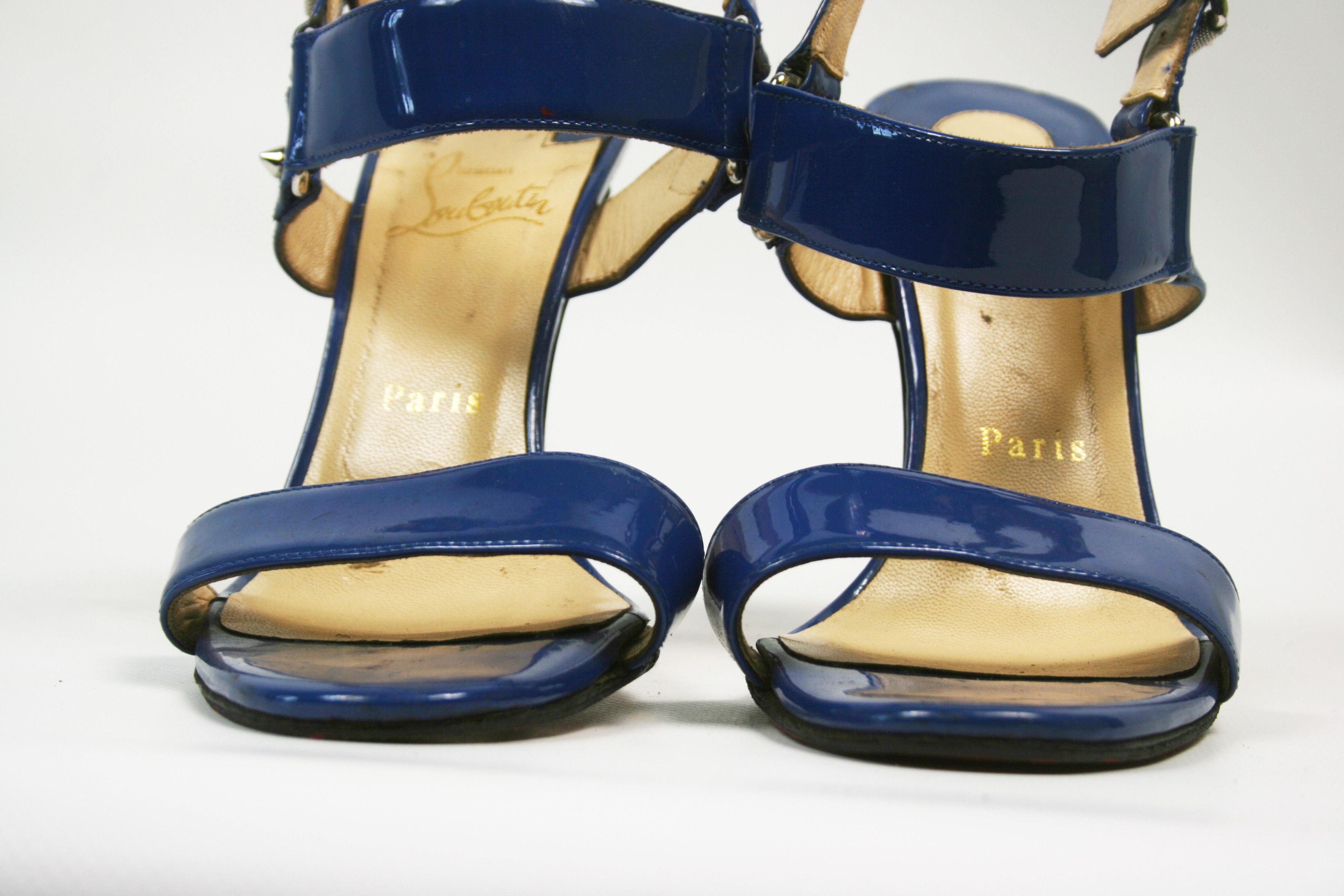 Christian Louboutin Sova Patent Leather Sandals Heels Size US 8 / IT 38 - 3 Thumbnail