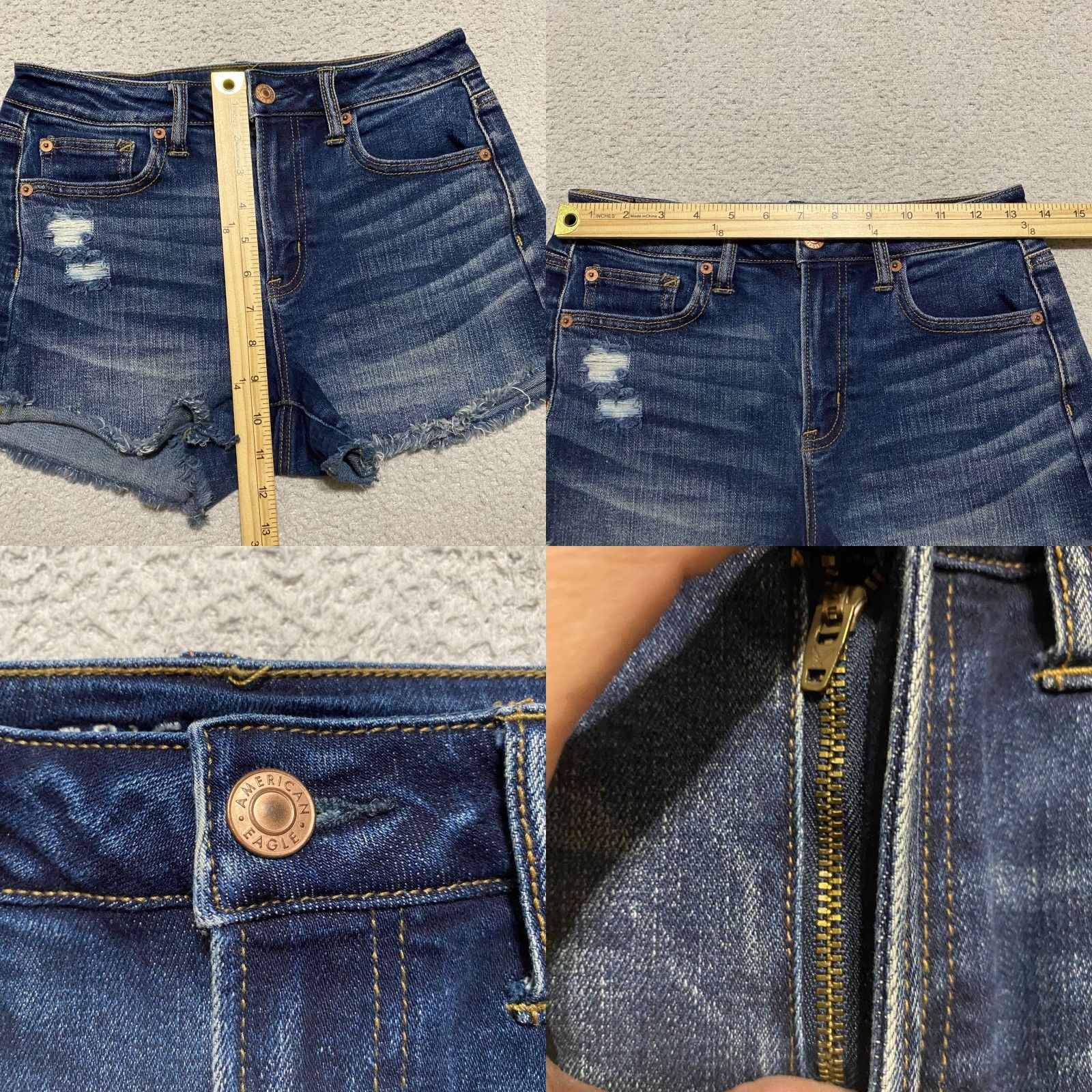 American Eagle Outfitters American Eagle Outfitters Womens 4 Jeans Shorts Blue Denim Distressed Dark Wash High Rise Stretch 5-Pocket Design Solid Color Casual Summer Size 27" / US 4 / IT 40 - 8 Thumbnail