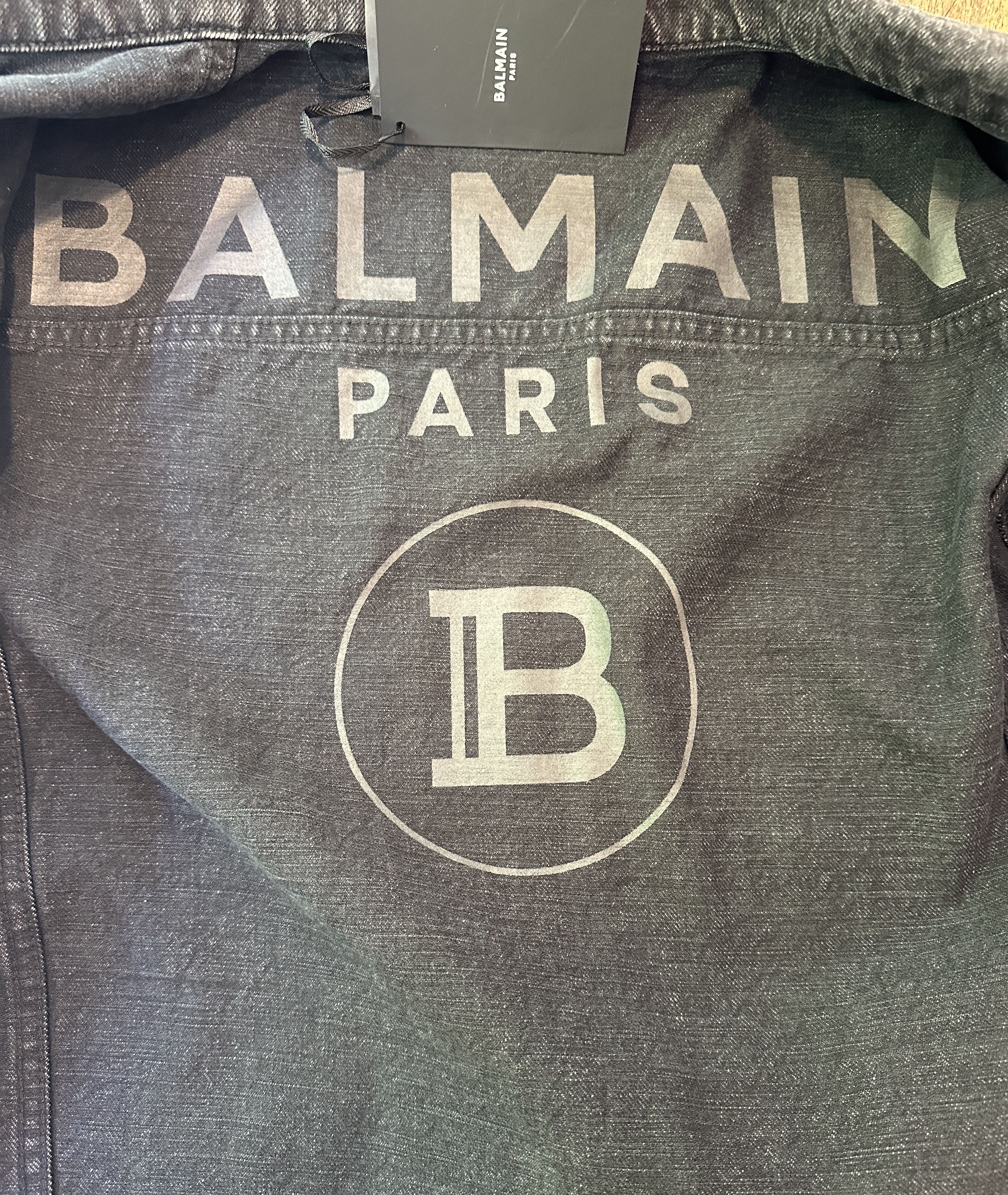 Balmain BALMAIN BLACK DISTRESSED DENIM PLEATED PLACKET JACKET Size US M / EU 48-50 / 2 - 7 Thumbnail