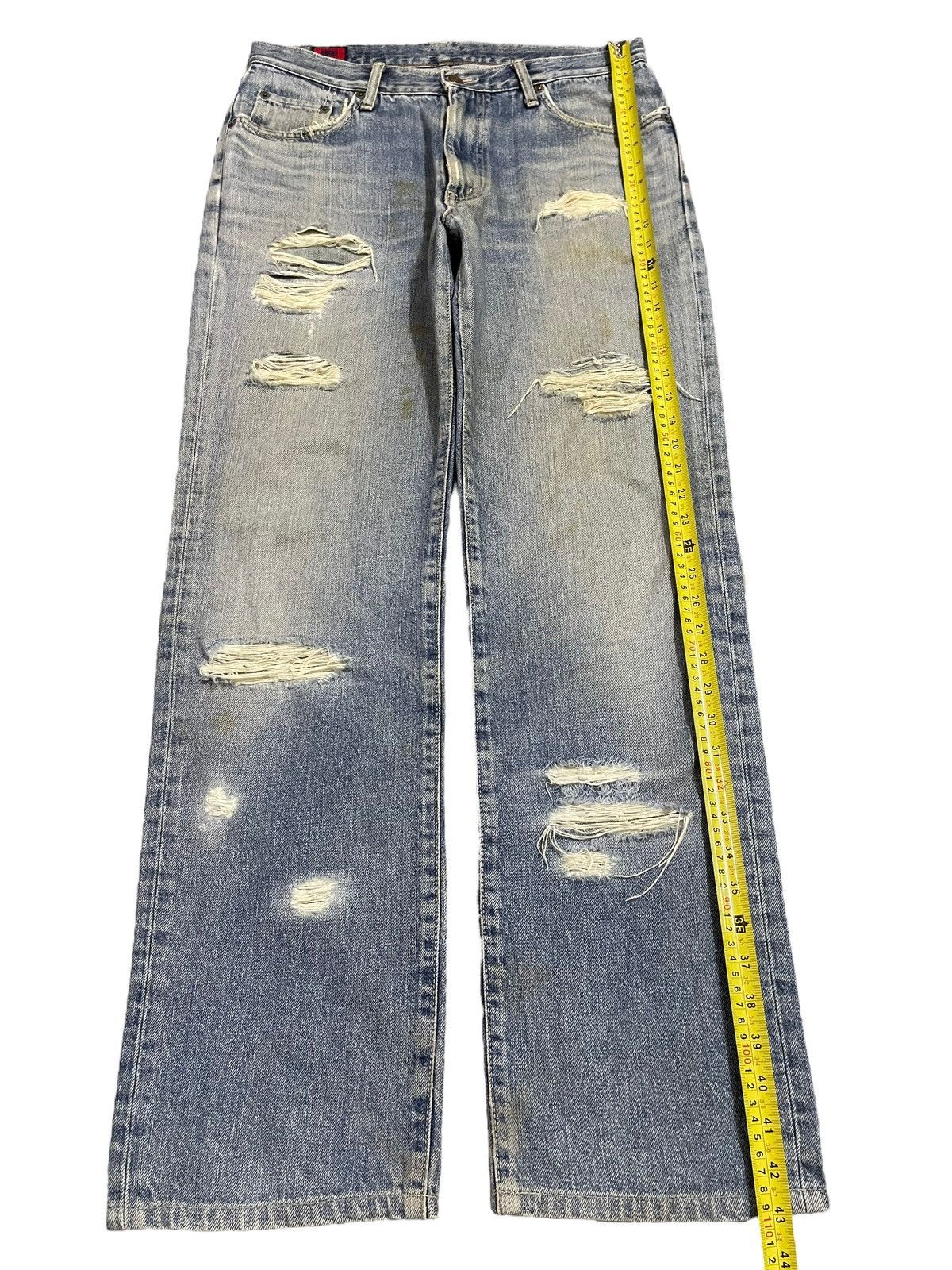 Edwin Vintage Edwin 503 Blue Faded Wash Distressed Loose Jeans Size US 33 - 13 Thumbnail