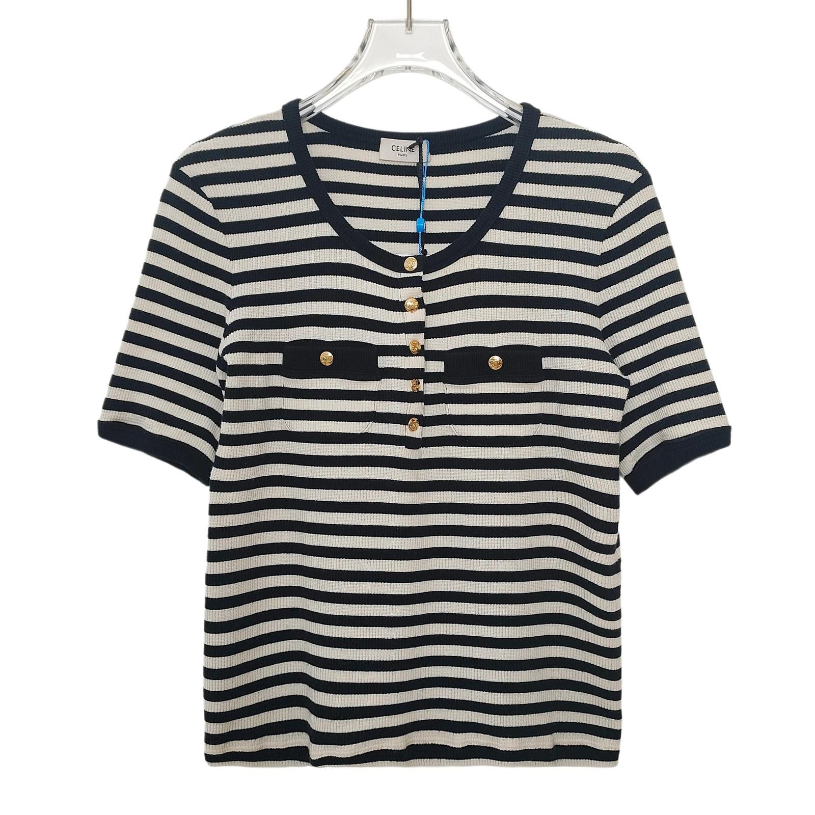 Celine Celine Striped Knit Button Up Top Size S Size S / US 4 / IT 40 - 1 Thumbnail