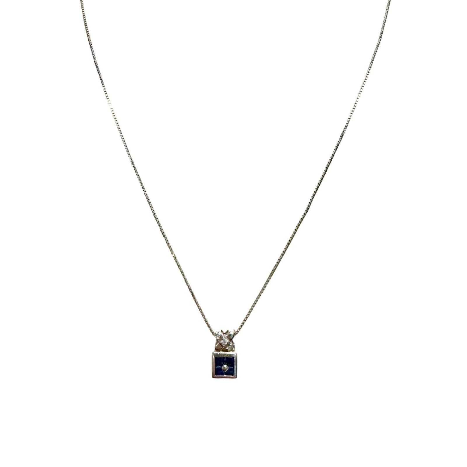 The Unbranded Brand Solid PT850 Platinum Natural Diamond Sapphire Small Necklace Size ONE SIZE - 6 Thumbnail